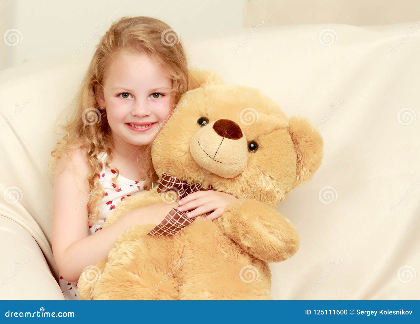 Little Girl with Teddy Bear Stock Photo - Image of child, adorable ...