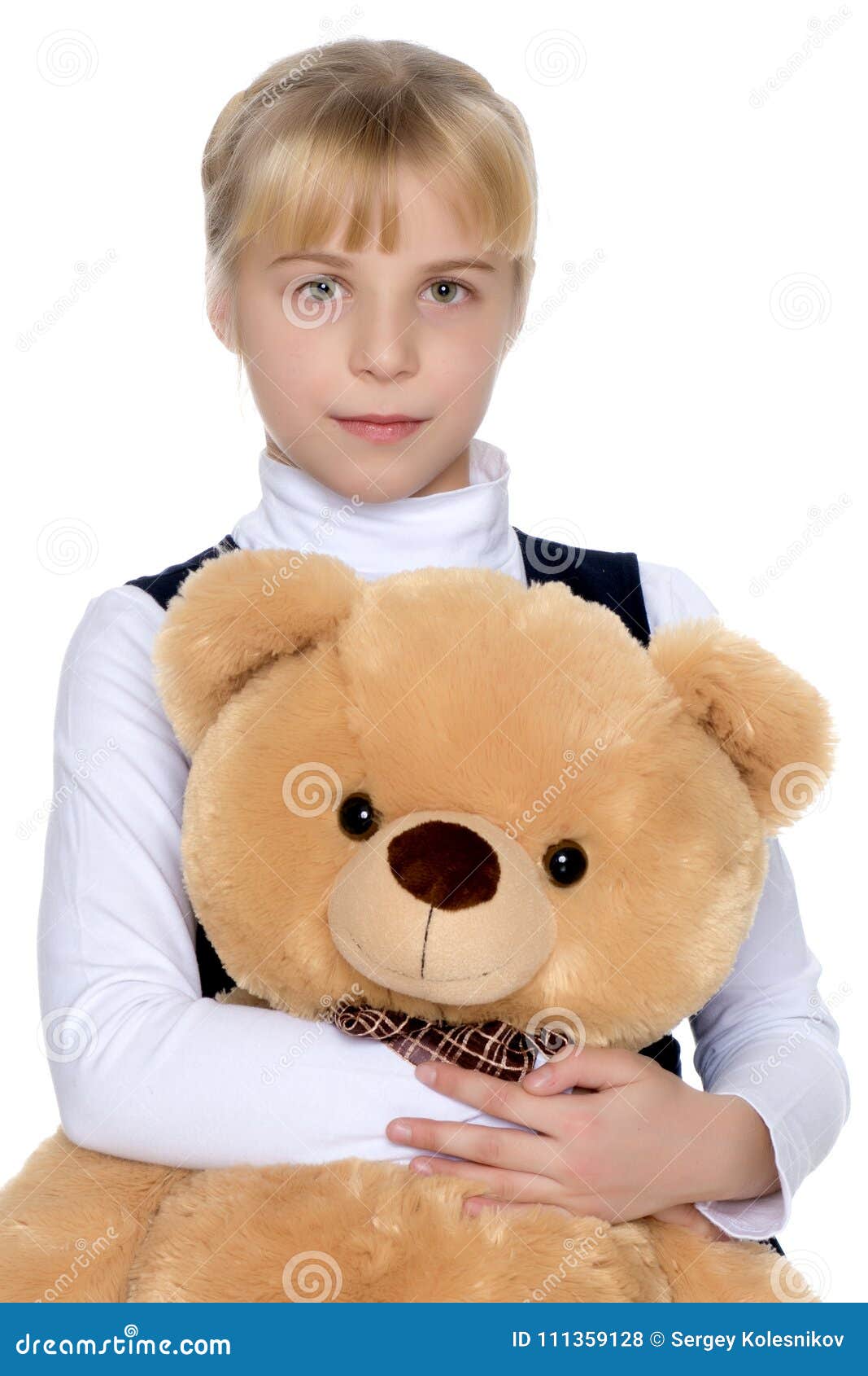 Little Girl with Teddy Bear Stock Photo - Image of adorable, happiness ...