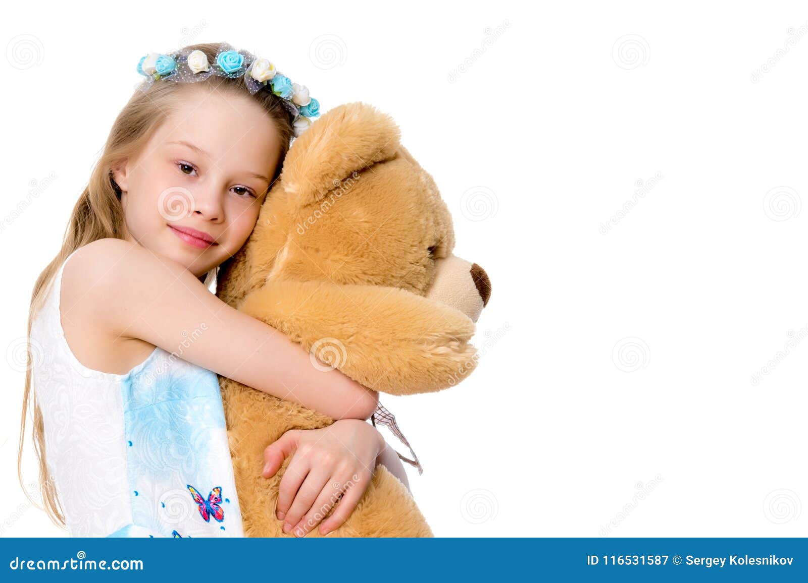 Little Girl with Teddy Bear Stock Image - Image of cute, playing: 116531587