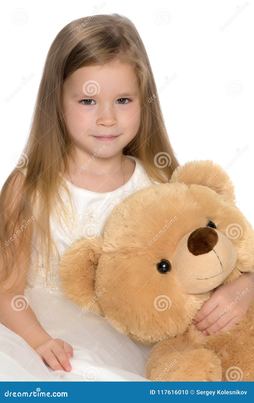 Little Girl with Teddy Bear Stock Photo - Image of happy, cute: 117616010