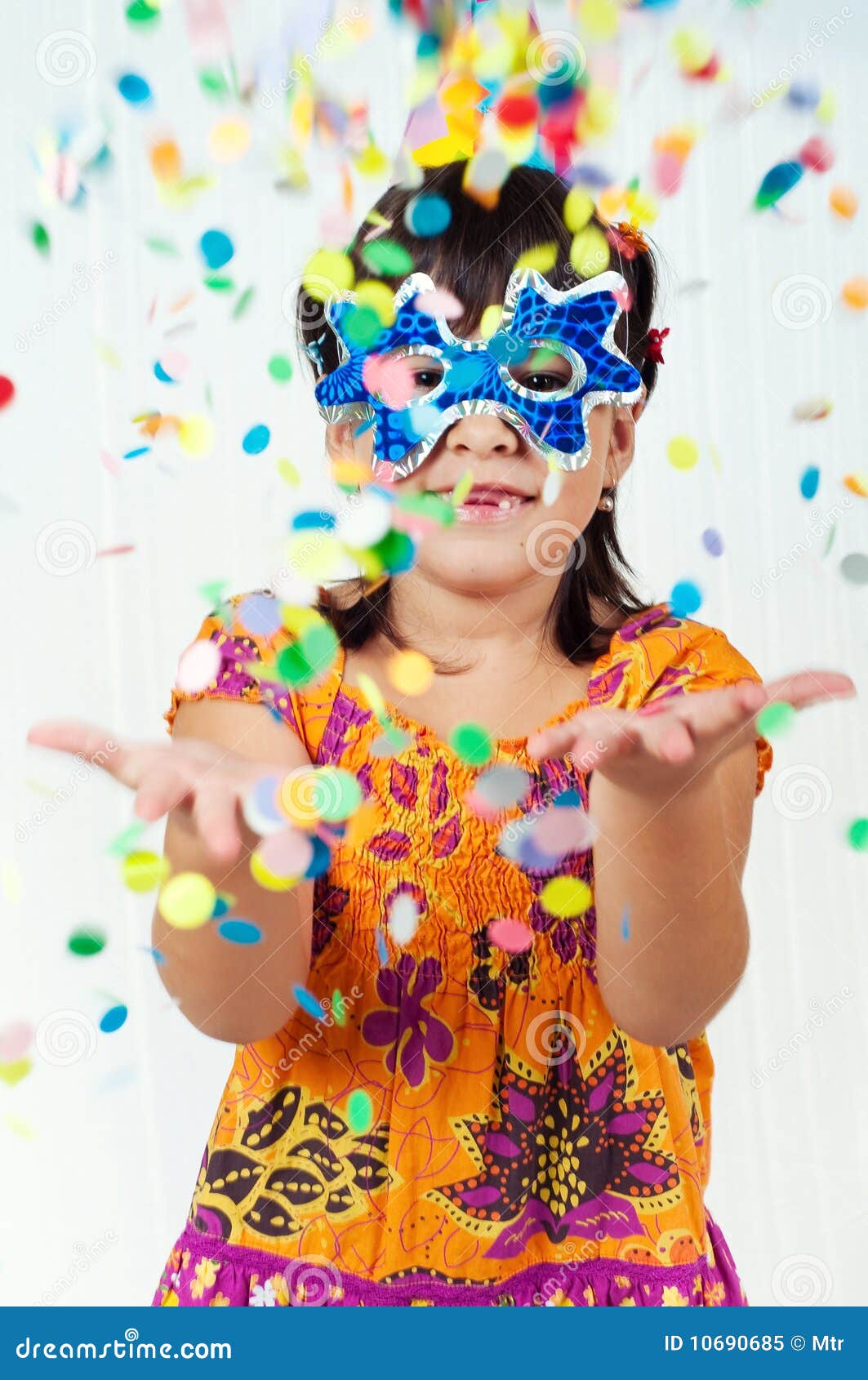 Little Girl Throws Confetti Stock Image Image of christmas, party