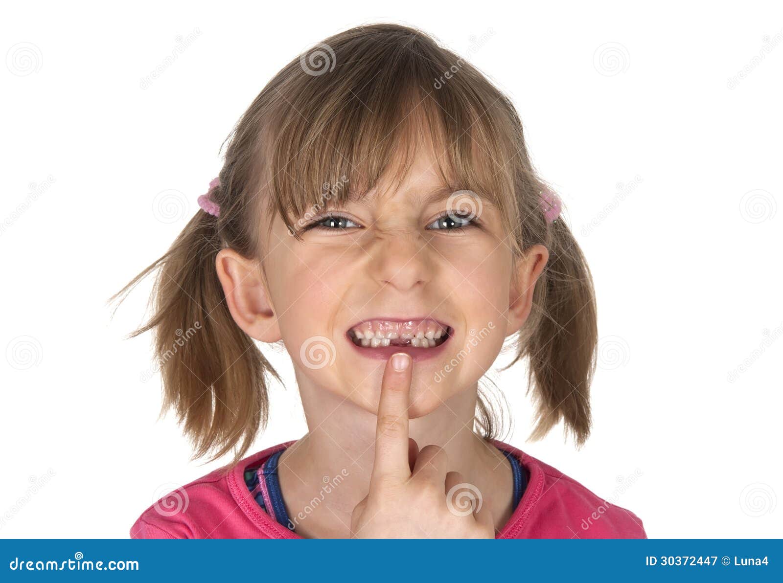 Little girl with tooth gap stock image. Image of grining 30372447
