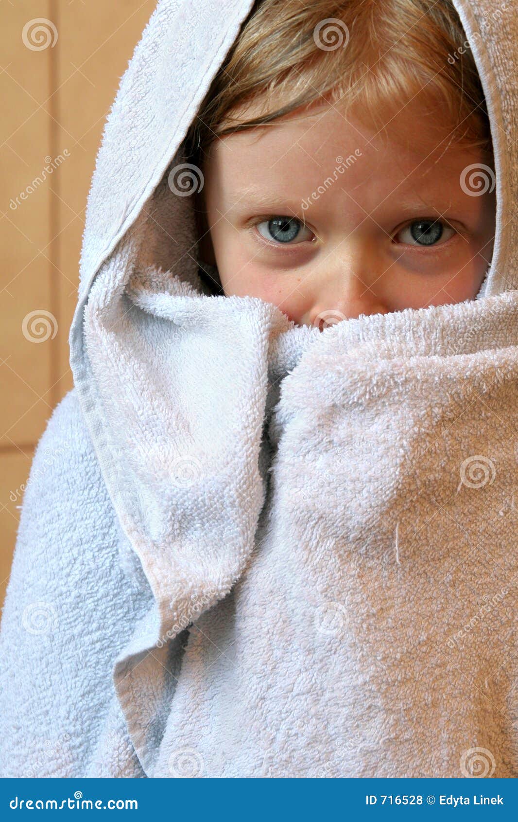 Little girl with towel stock photo. Image of water, young 716528