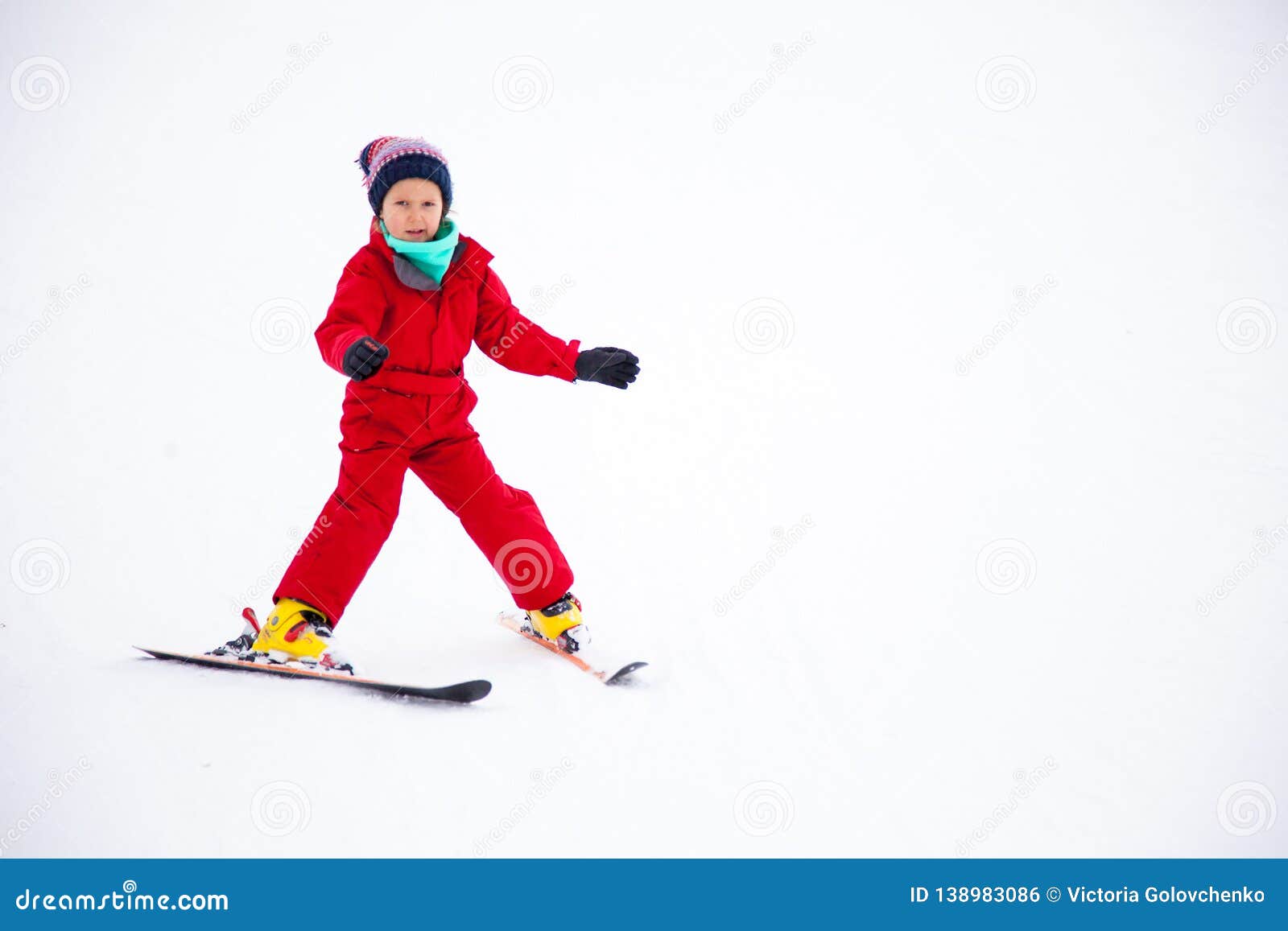 Little Girl Training Skiing Stock Photo Image of child, female 138983086