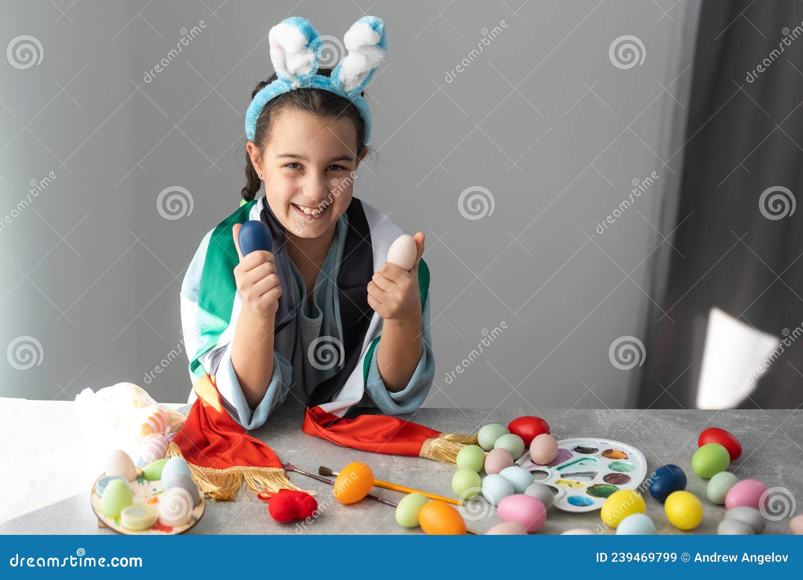 Little Girl with Uae Flag for Easter Stock Image Image of creative