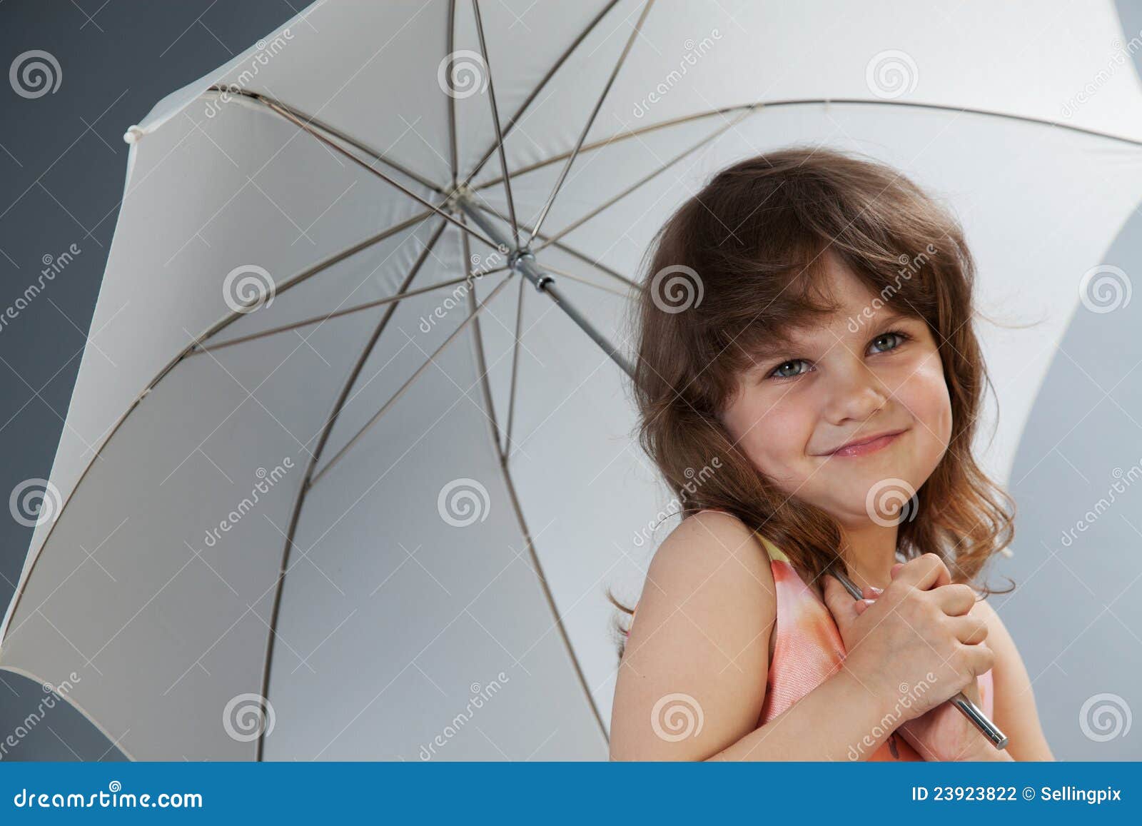 Little Girl with Umbrella Studio Shot Stock Photo Image of young
