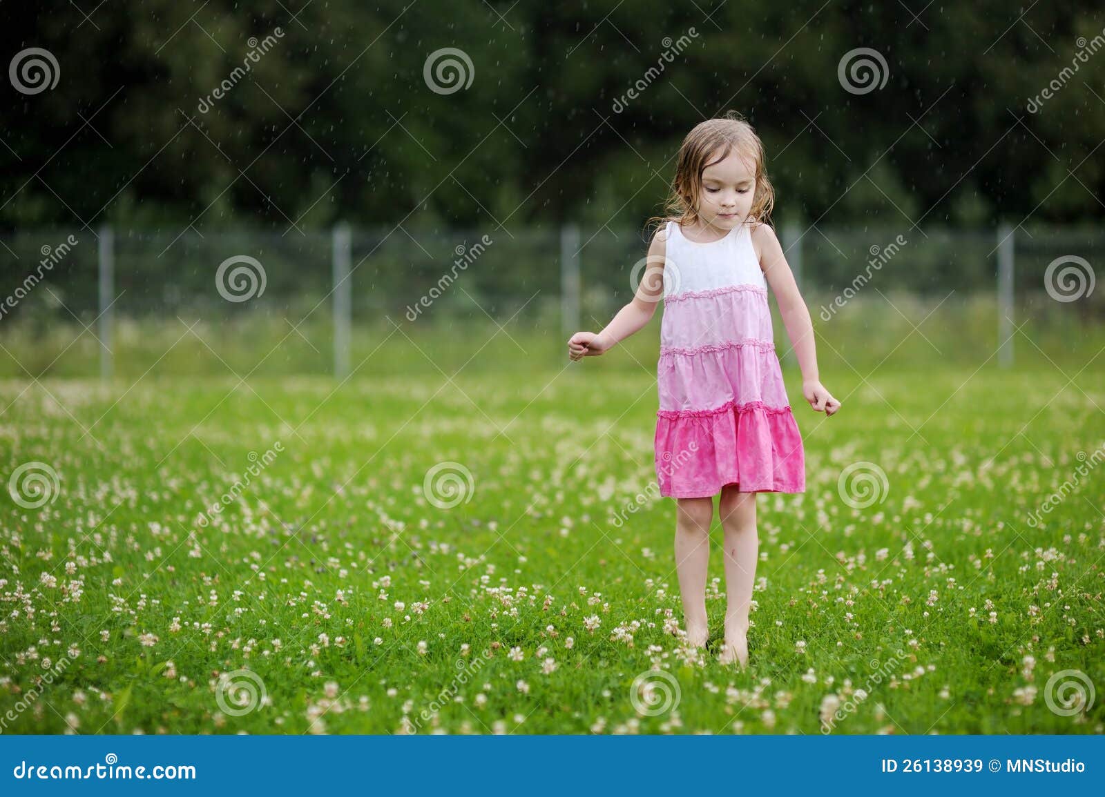 Little Girl Under The Rain Royalty Free Stock Images 