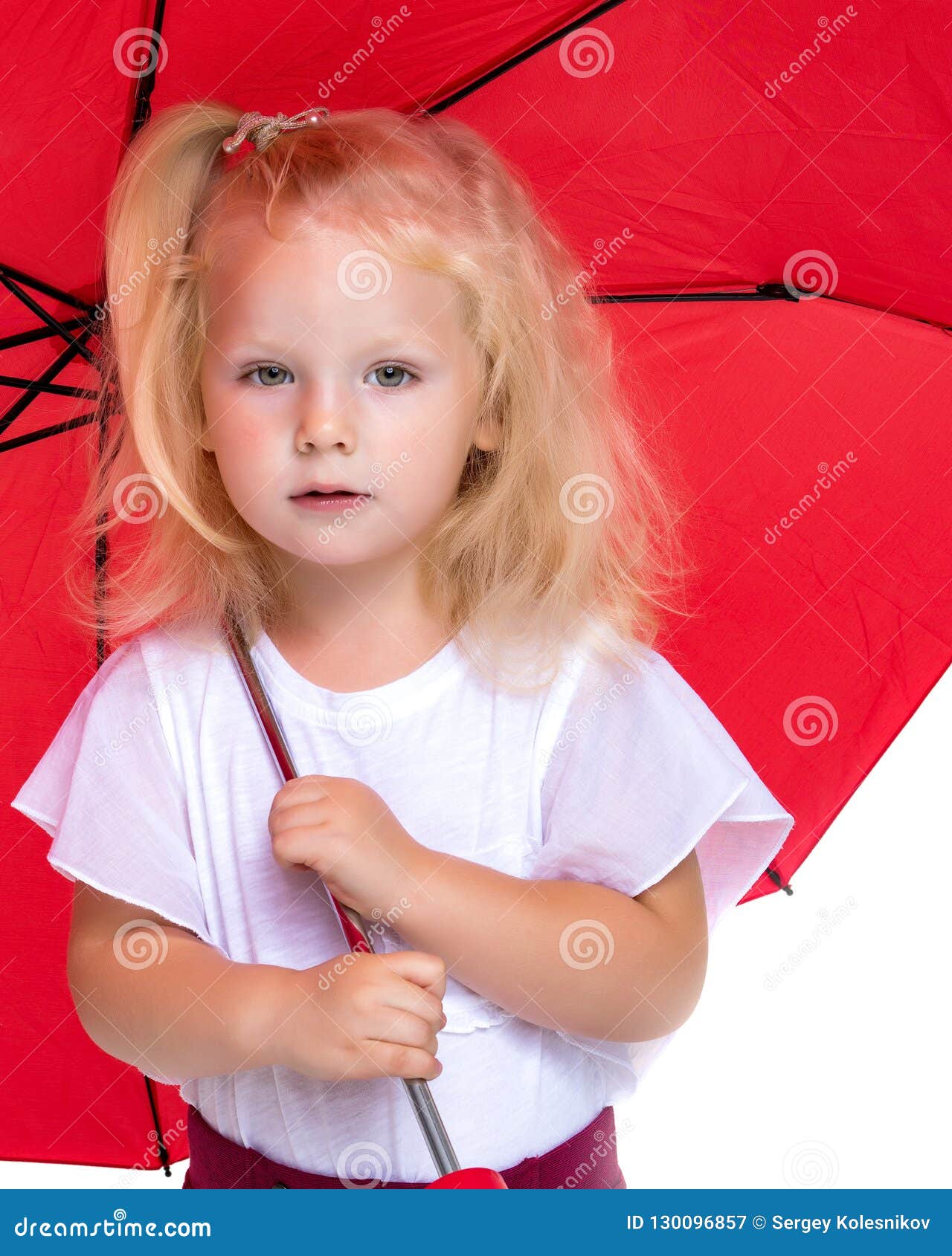 Little Girl Under an Umbrella. Stock Image - Image of outdoor, portrait ...