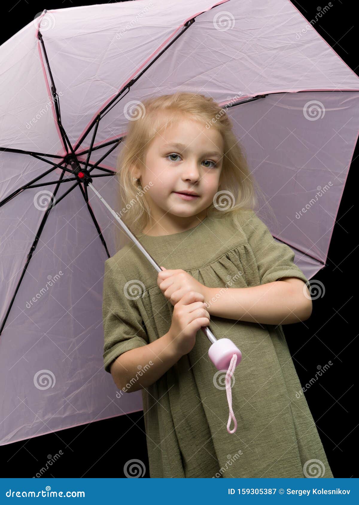 Little Girl Under an Umbrella. Protection from Bad Weather. Stock Image ...