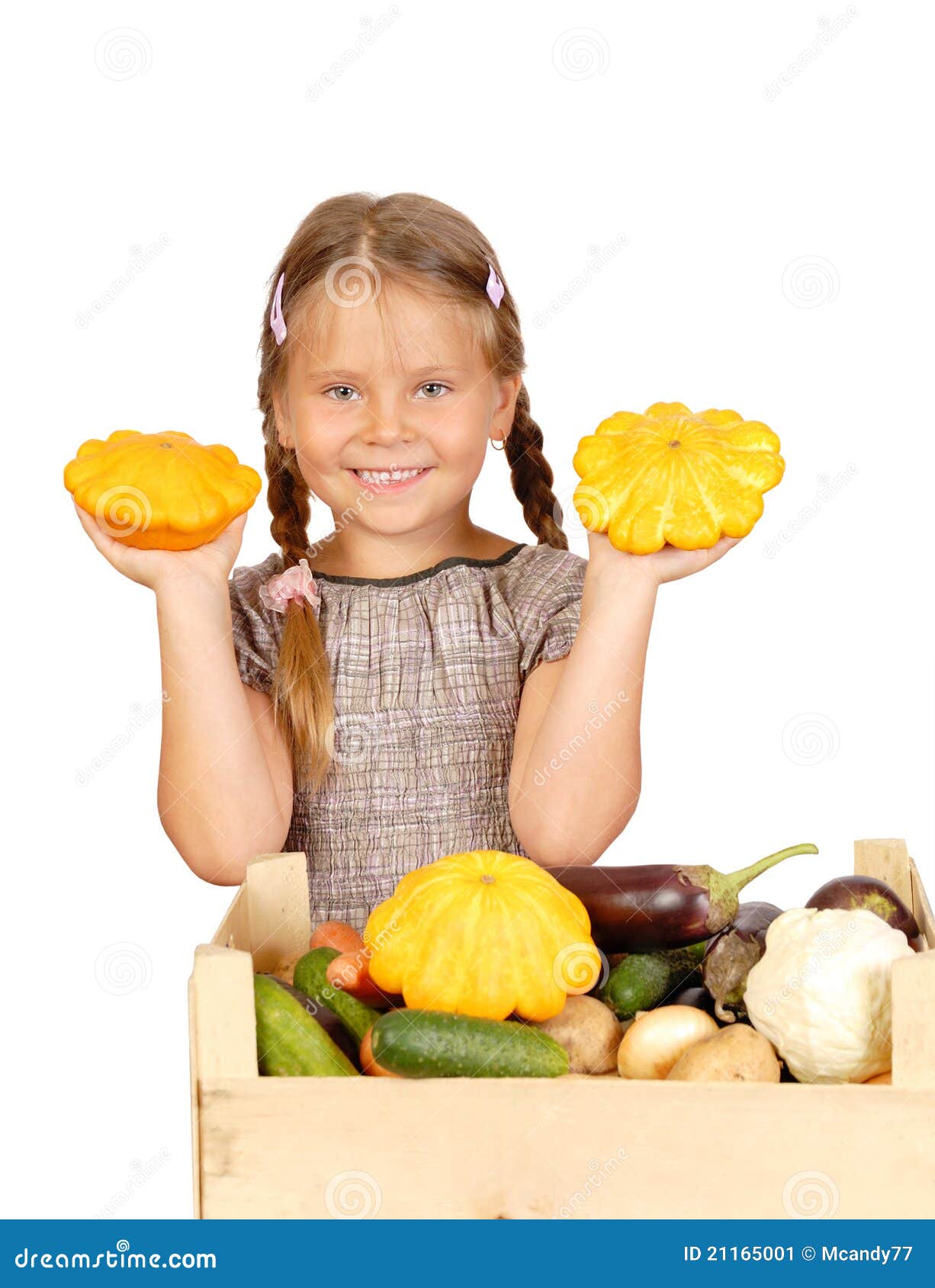 Little Girl with Vegetables. Stock Image - Image of appetite, portrait