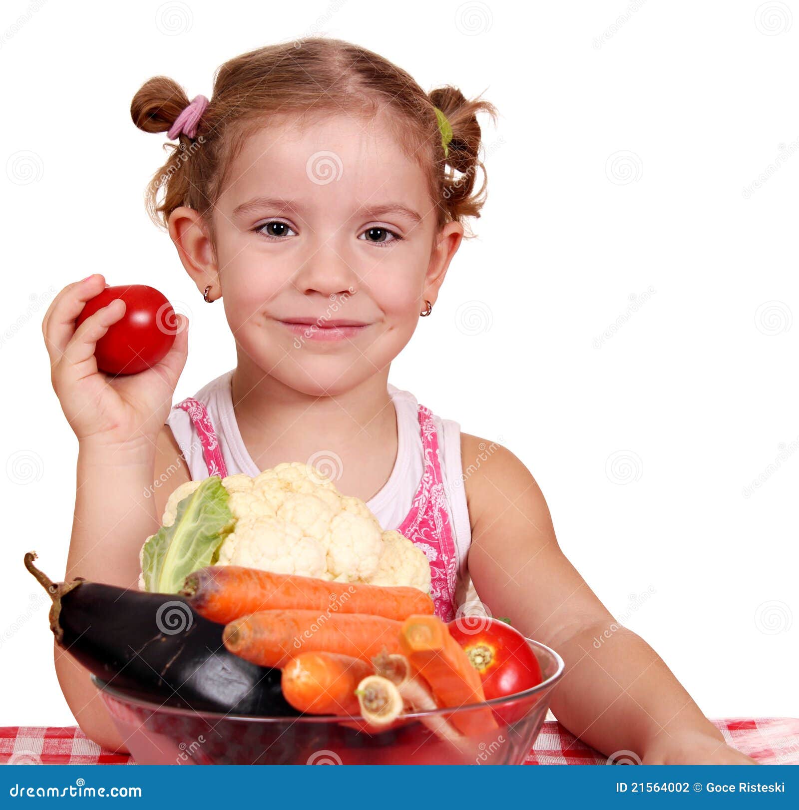 Little Girl with Vegetables Stock Photo - Image of delicious, food