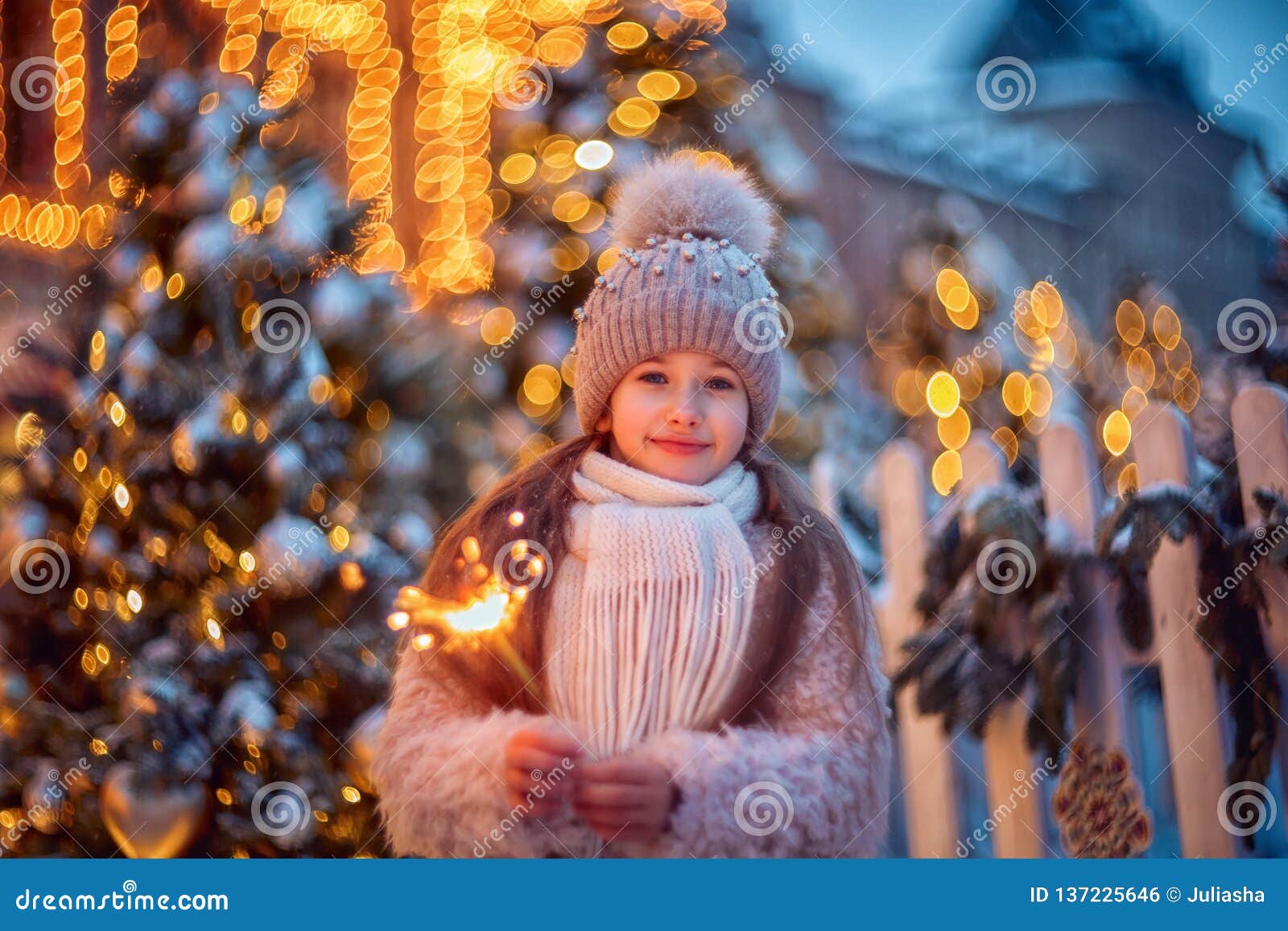 Little Girl Walking on Night City Stock Photo - Image of attitude ...