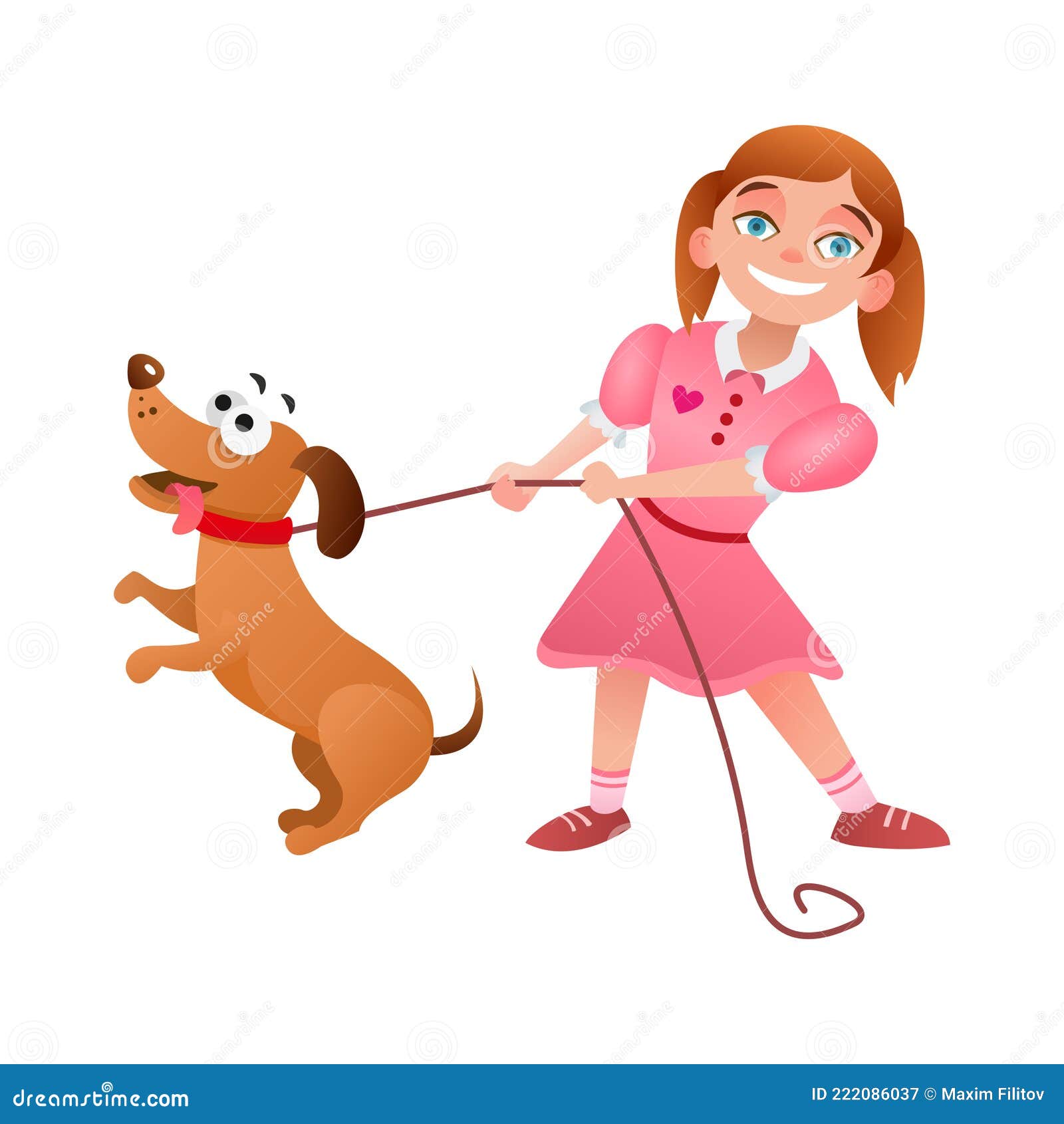 Little Girl Walks Dog on Leash. Cartoon Characters. Vector Illustration Stock Vector - Illustration of leash, girl: 222086037 Little Girl Walks Dog on Leash. Cartoon Characters. Vector Illustration Stock Vector - Illustration of leash, girl: 222086037