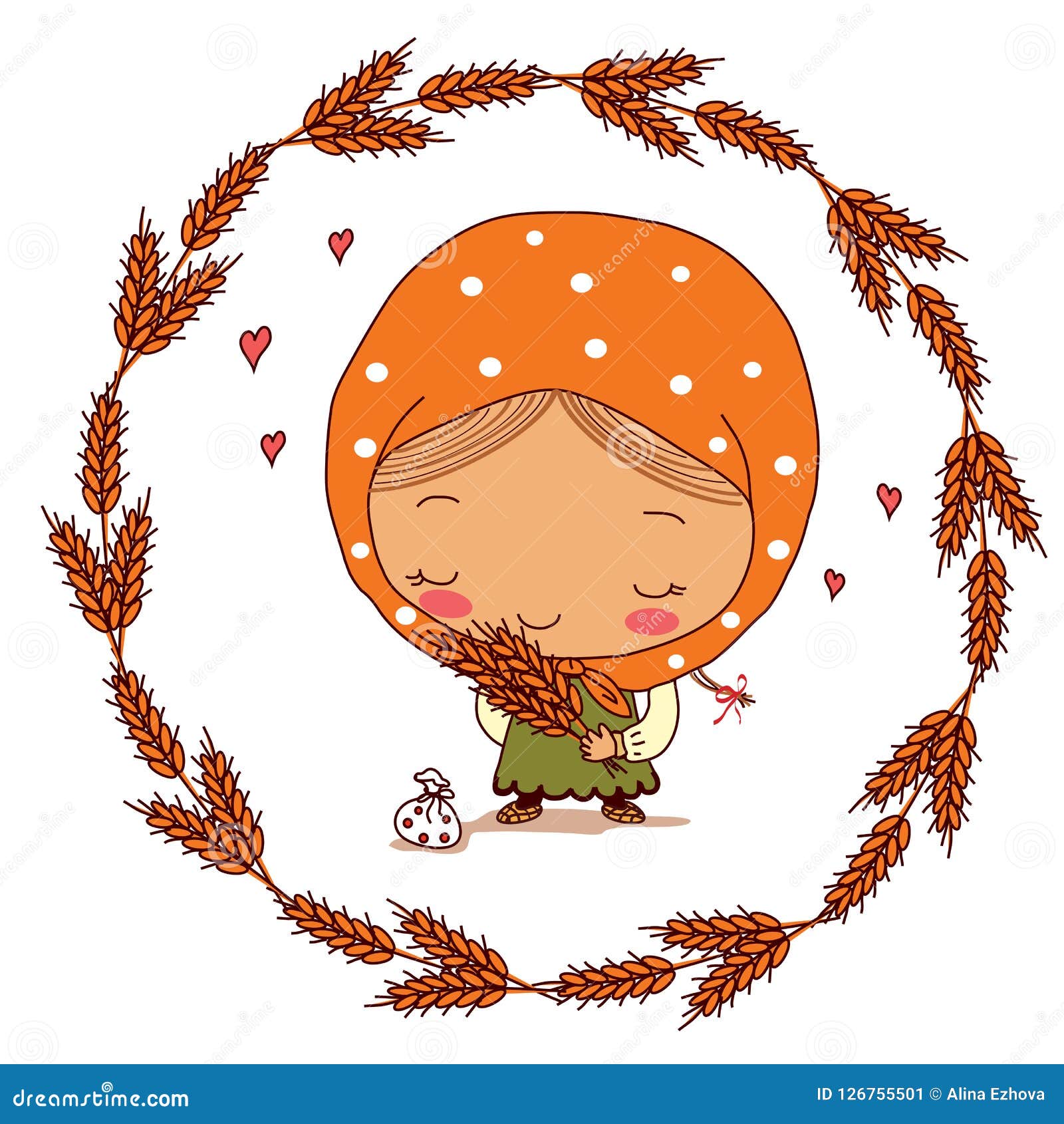 A Little Girl Walks among the Spikelets Stock Illustration ...