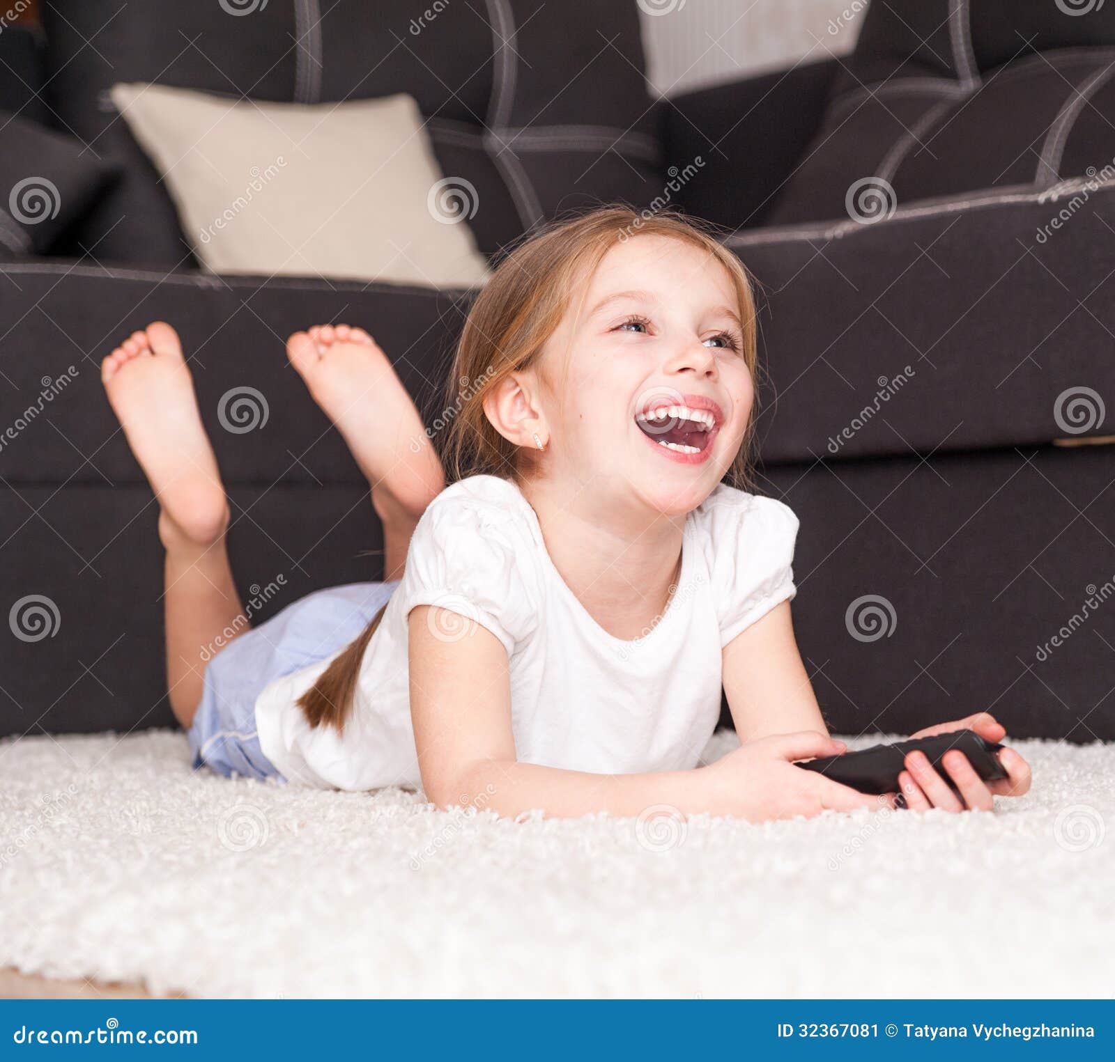 Little Girl Watching  TV  Stock Image Image 32367081
