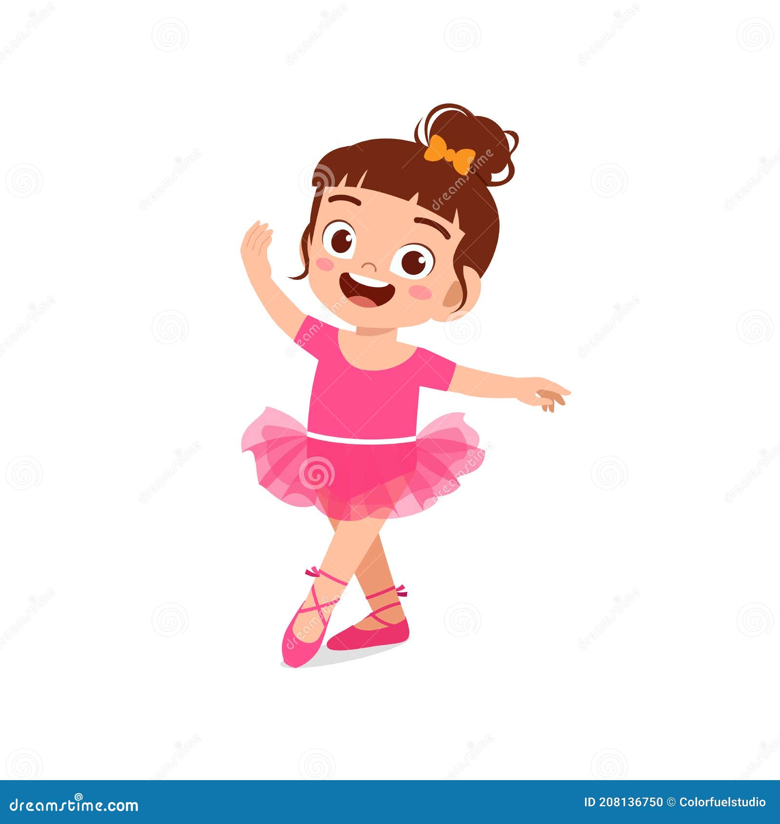 Little Girl Wear Beautiful Ballerina Costume and Dance Stock Vector ...
