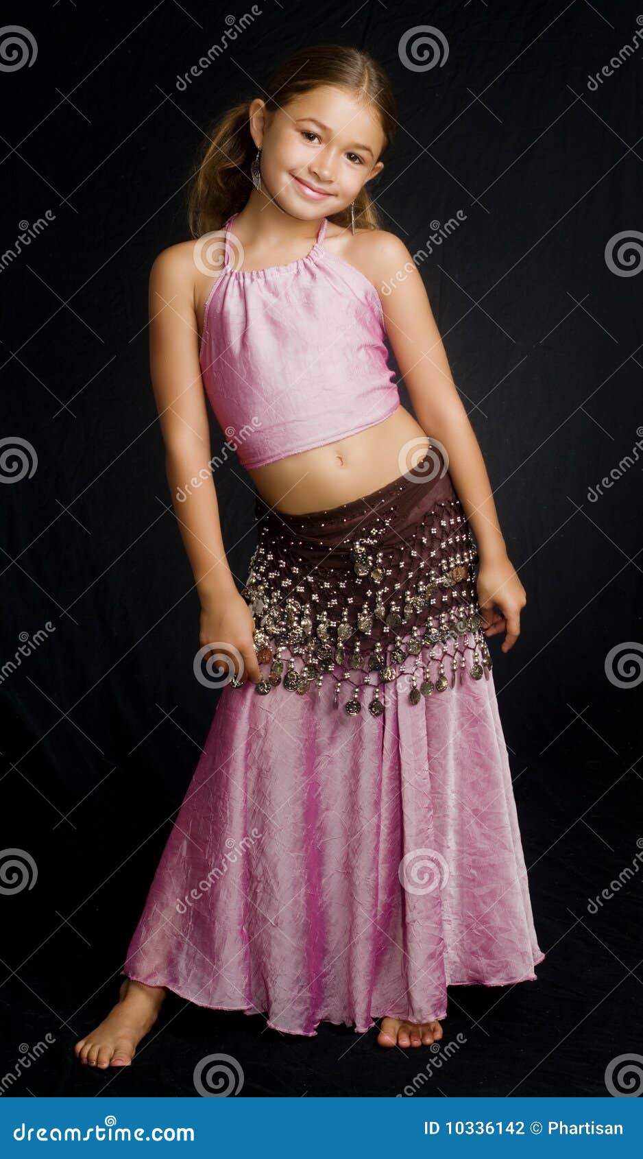 Little Girl Wearing Belly Dancing Outfit Stock Photo Image
