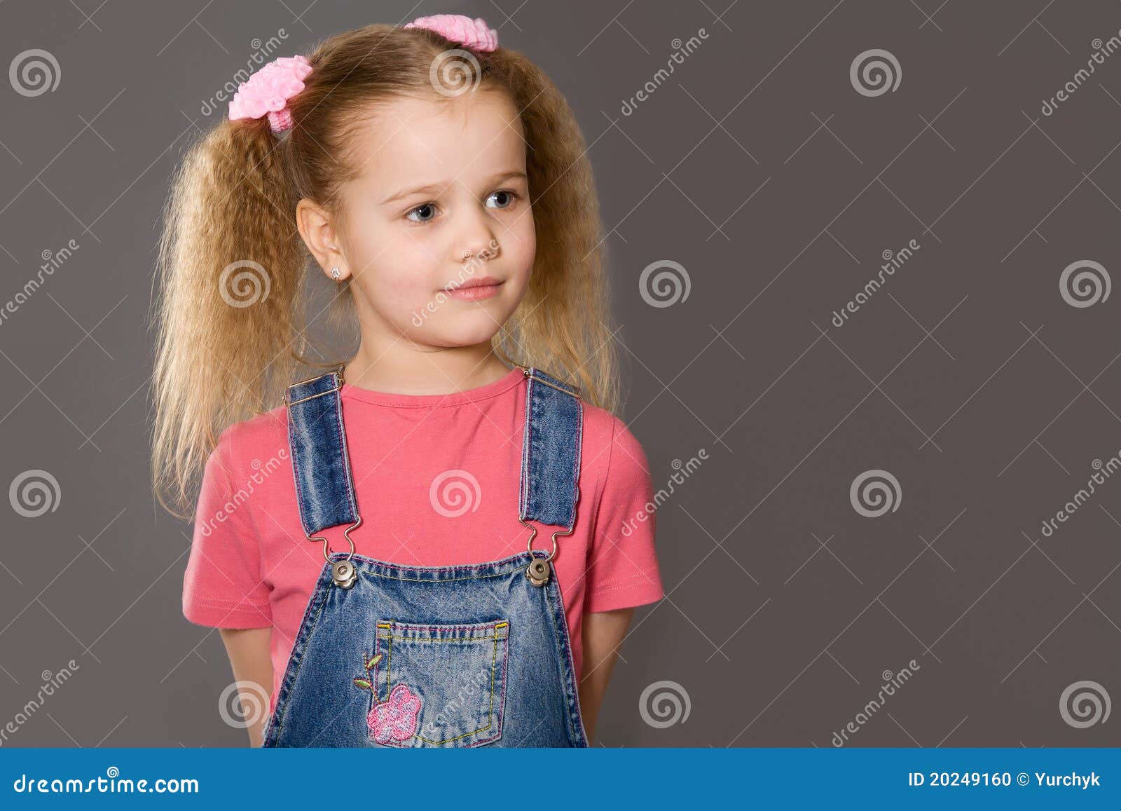 Little Girl Wearing Jeans Overalls Stock Photo Image 20249160