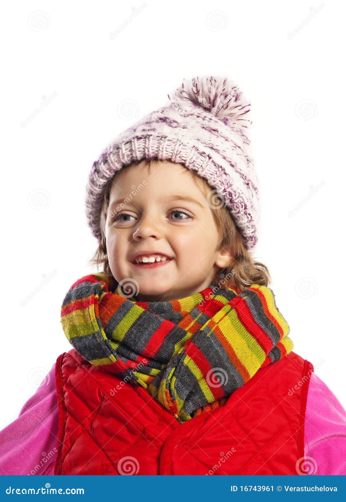 Little Girl Wearing Winter Clothes Stock Image - Image of laughing ...