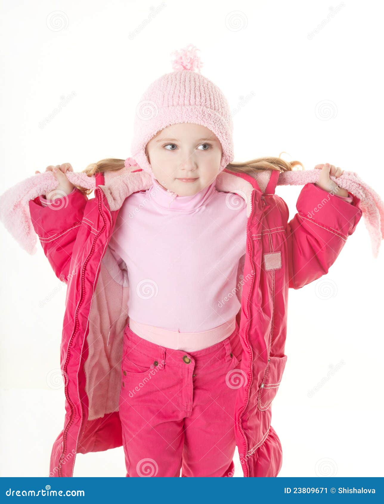 Little Girl Wearing Winter Coat Stock Image Image of december