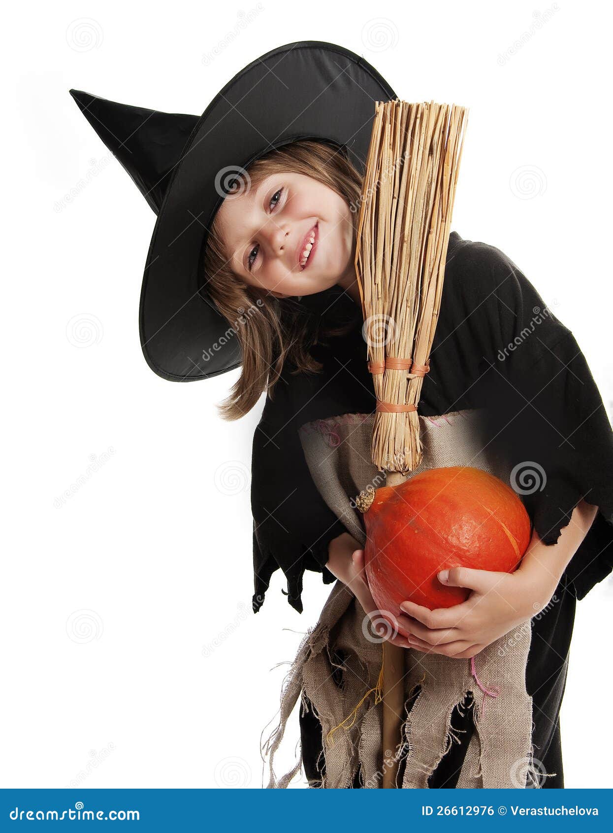 Little Girl with Witch Halloween Mask Stock Photo Image of caucasian