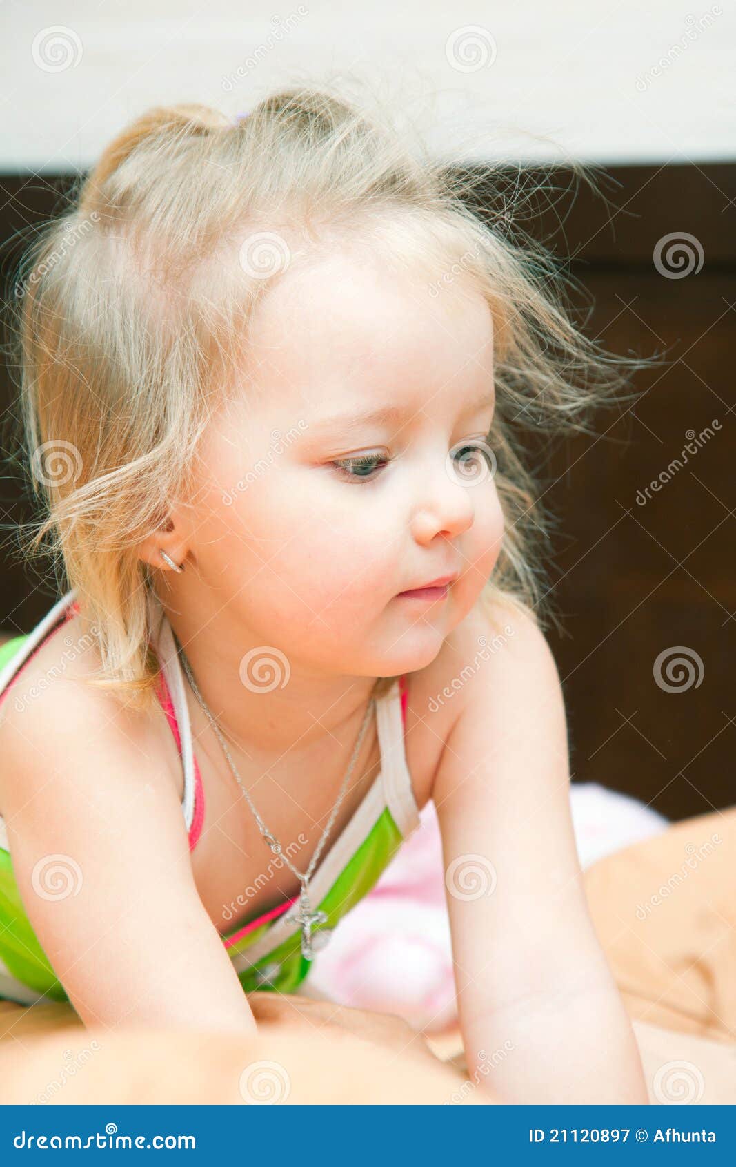 The little girl woke up stock image. Image of morning 21120897