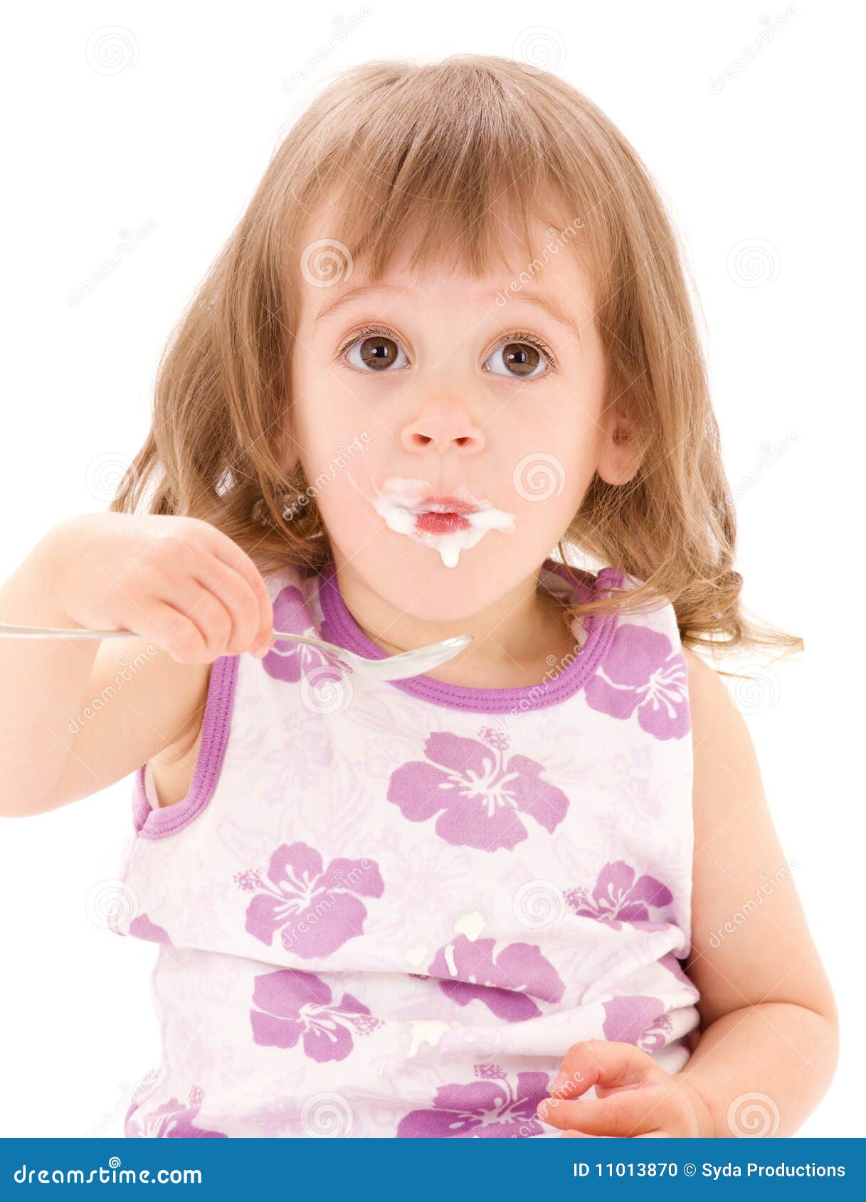 Little girl with yogurt stock photo. Image of life, dessert 11013870