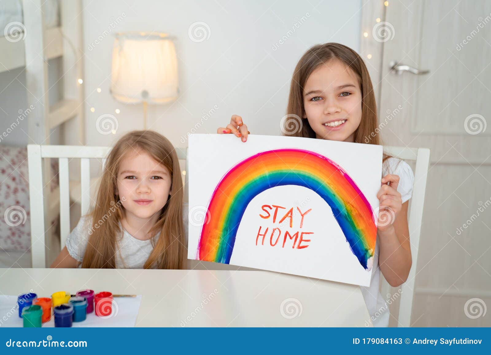 little girls write stay home. flashmob. rainbow