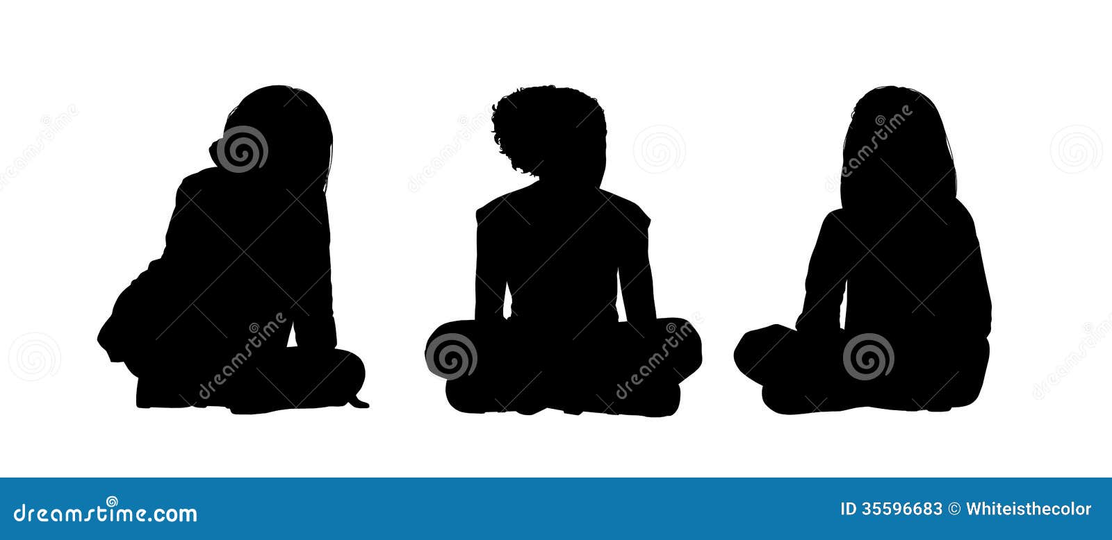 little girls seated silhouettes set 2