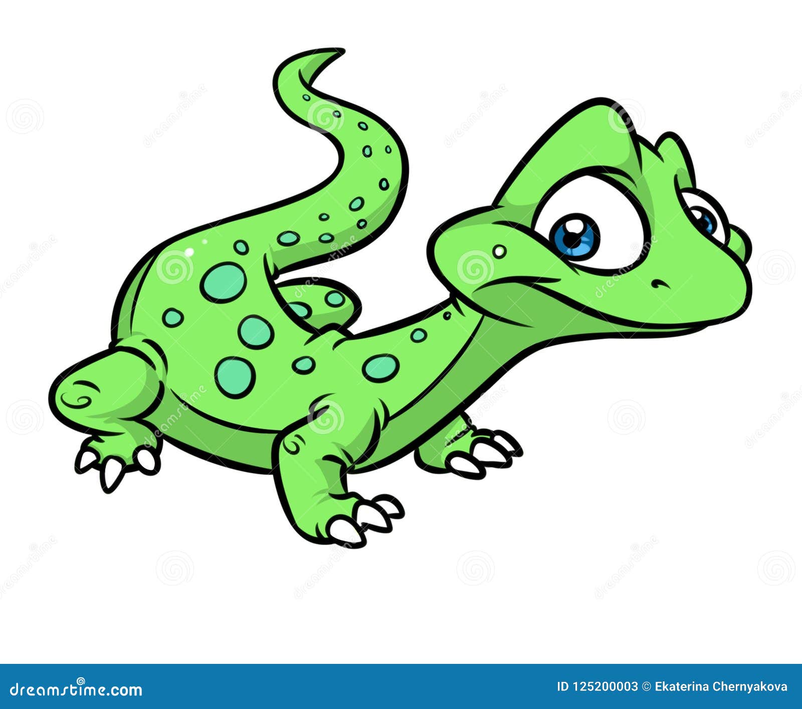 Little Green Lizard Cartoon Illustration Stock Illustration - Illustration  of drawing, reptile: 125200003