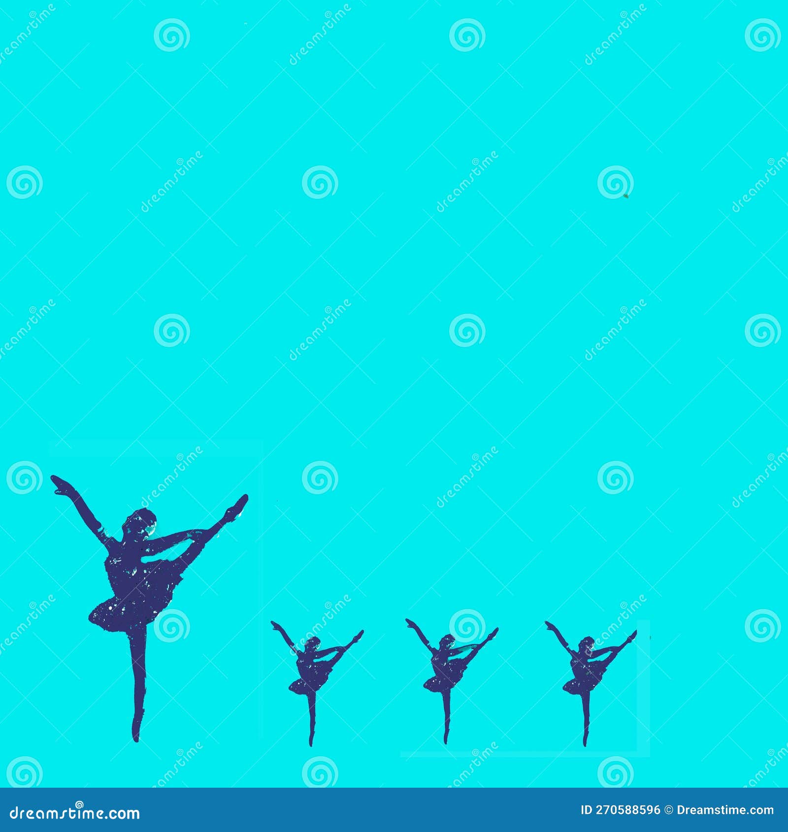 Little Group of Ballerinas on a Blue Background. Flat Lay Concept Stock ...