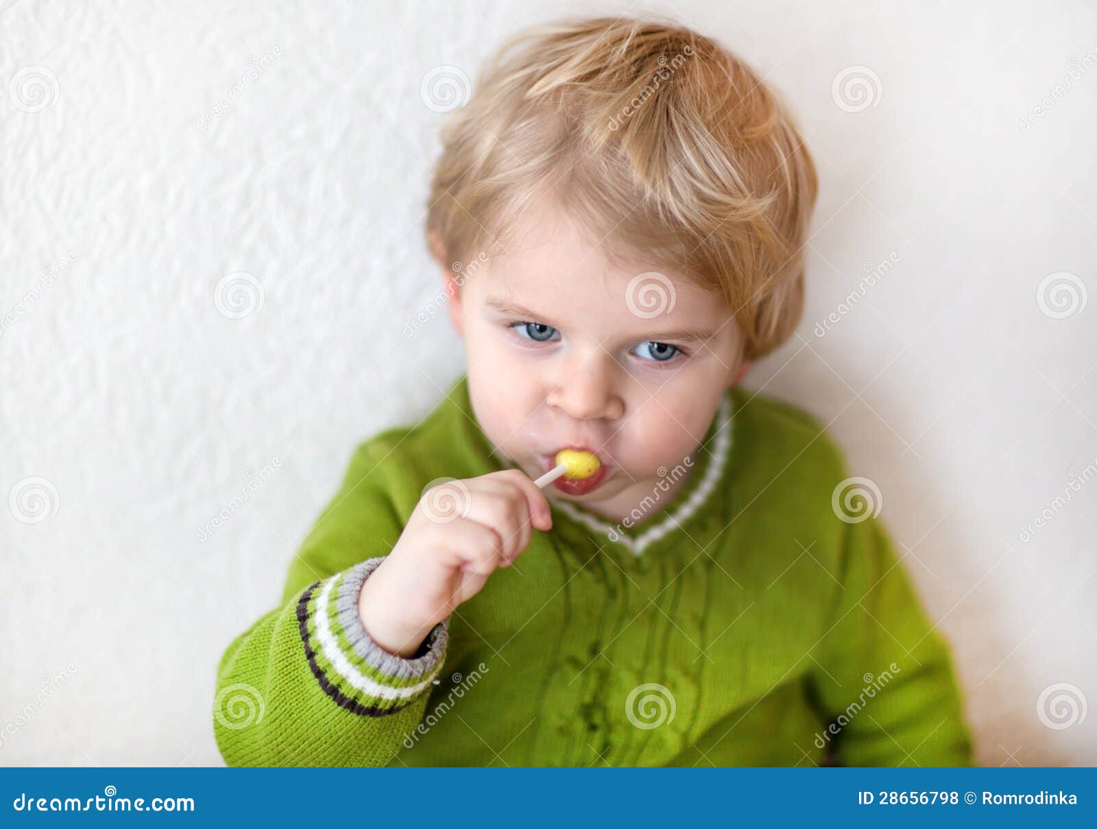 Little Happy Toddler Boy Eating Lollipop Stock Photo Image Of Happiness Person