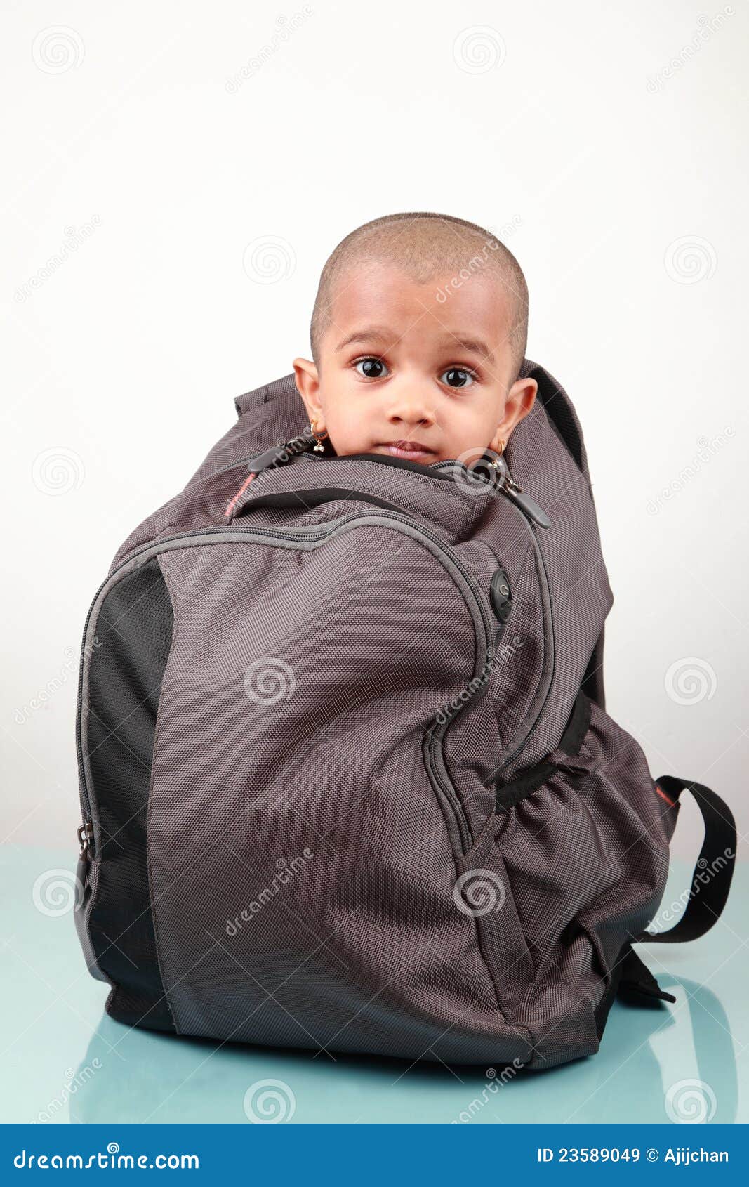 Little kid in a bag stock image. Image of limited, inside 23589049