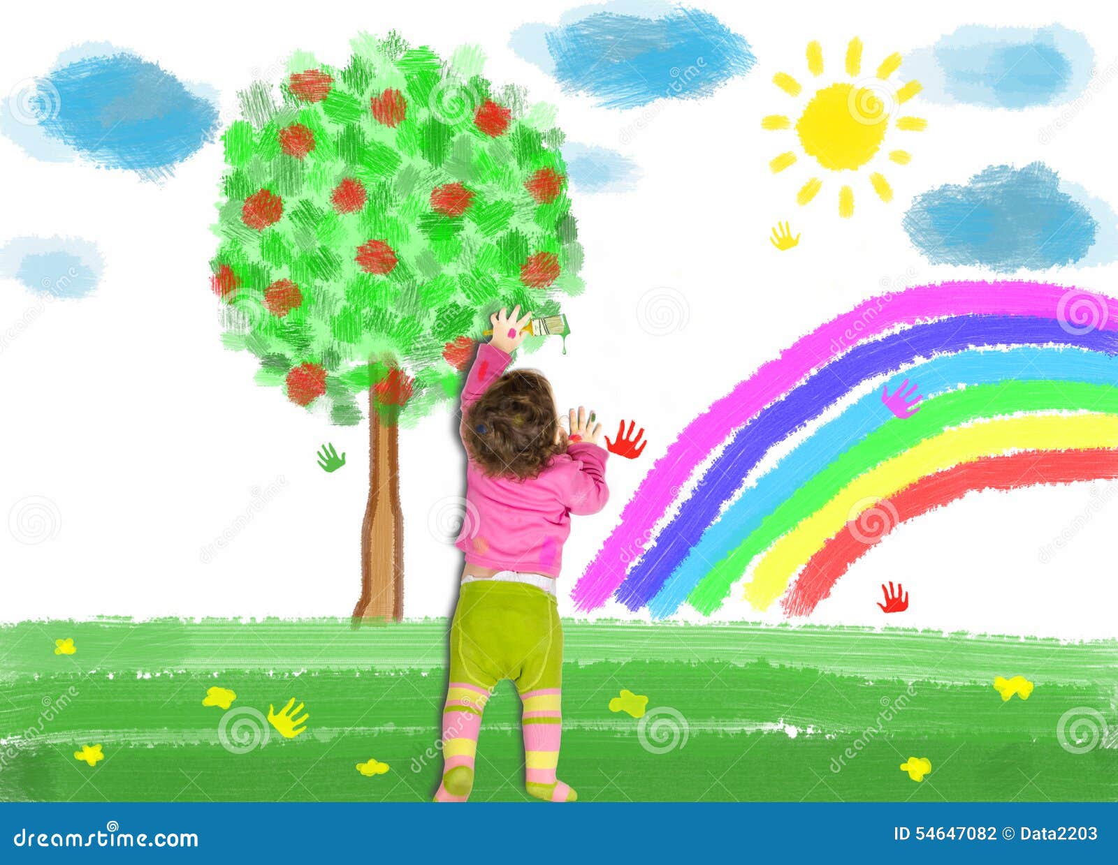 Little Kid is Drawing on the Wall Stock Photo Image of draw, daycare