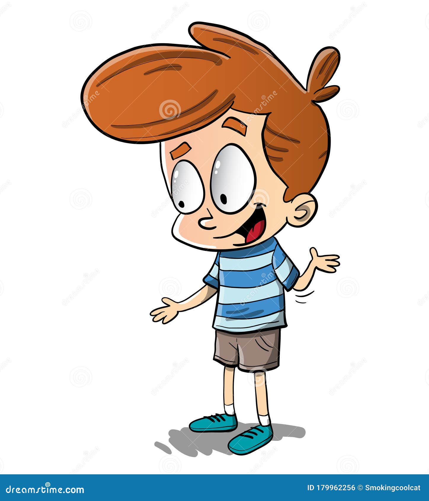 Little Kid in Striped Shirt and Short Pants Talking Stock Illustration -  Illustration of altruist, cartoon: 179962256