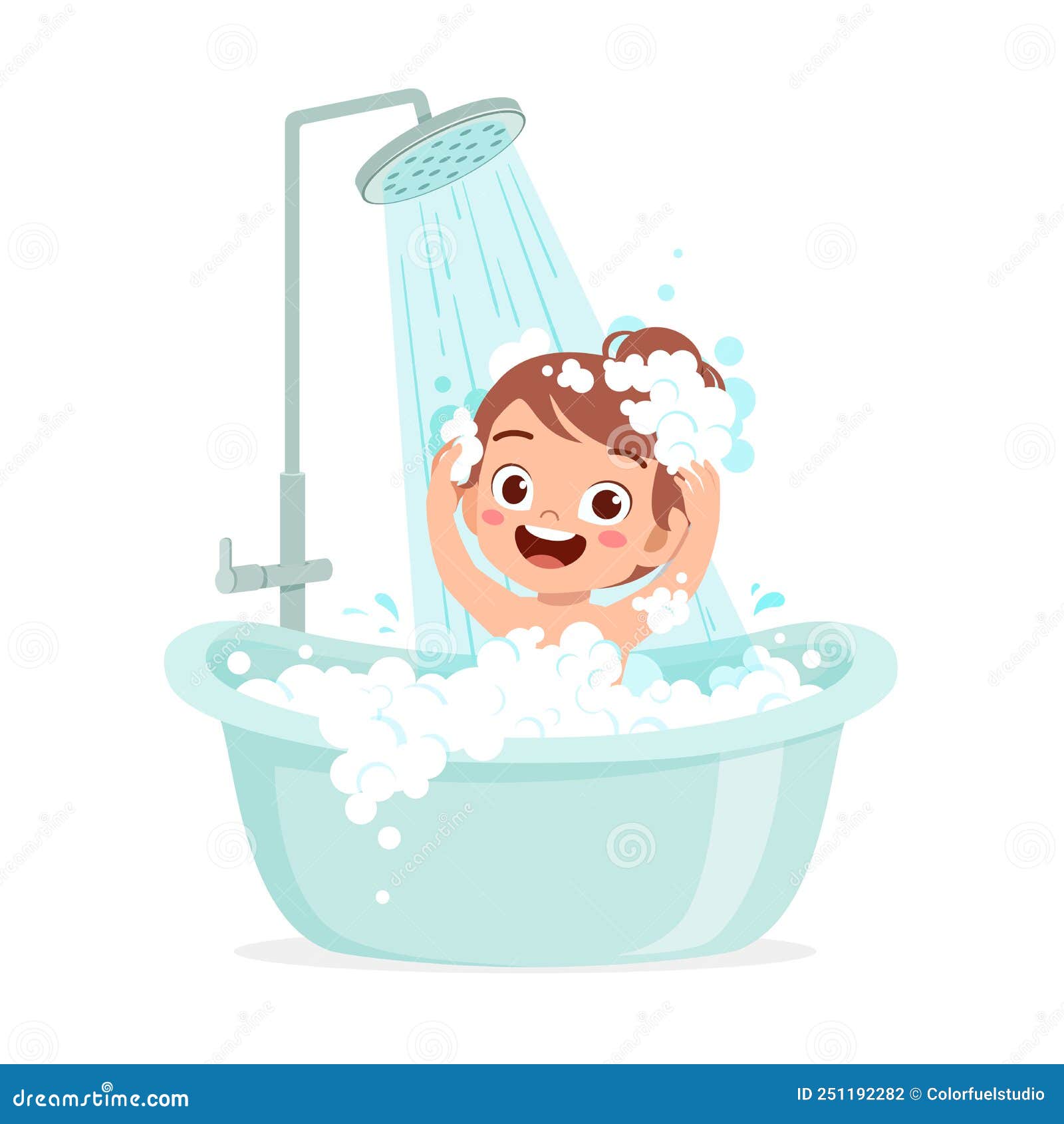 Little Kid Take a Bath in the Bathtub Stock Illustration Illustration