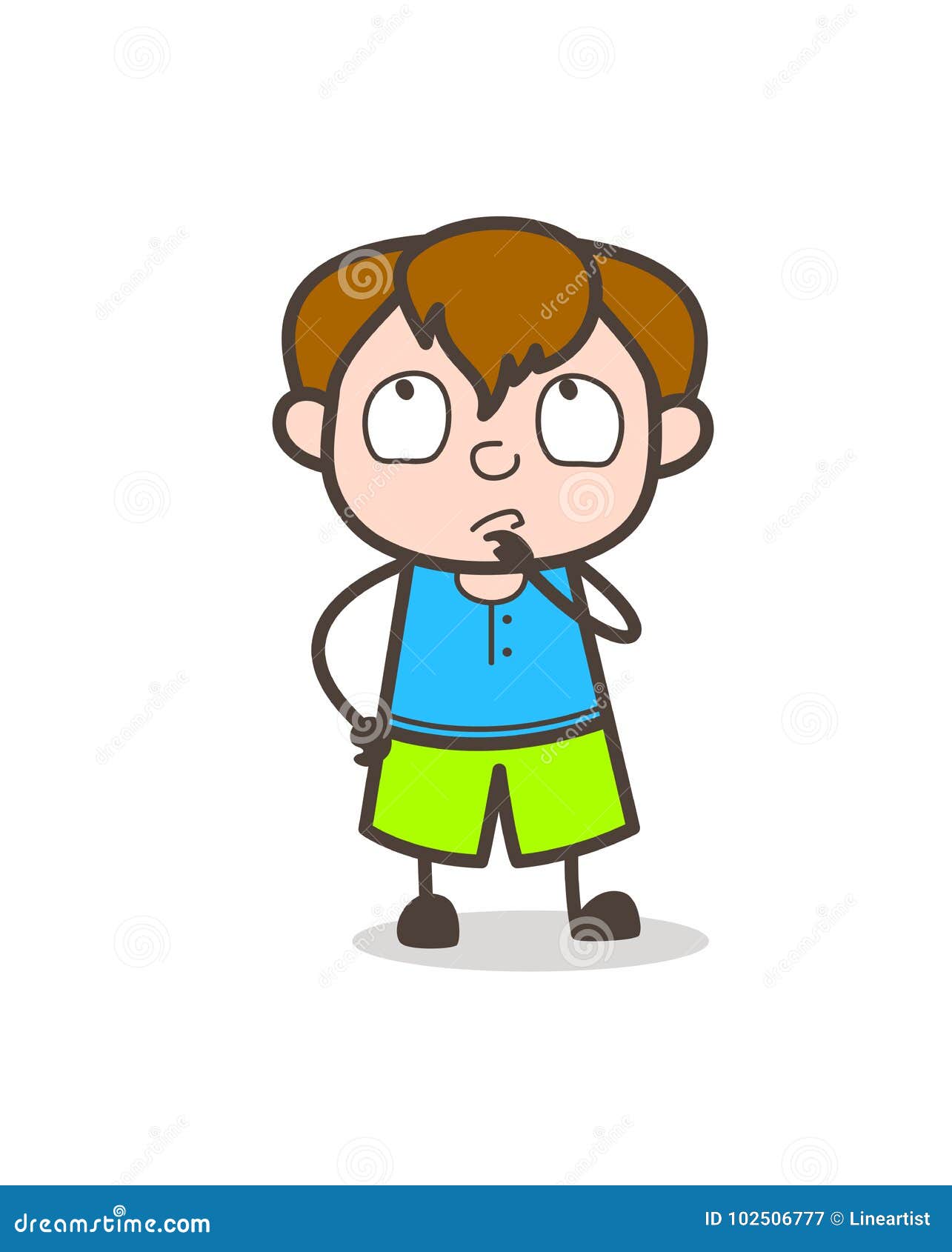 Little Kid Thinking Face - Cute Cartoon Boy Illustration Stock Illustration  - Illustration of character, face: 102506777