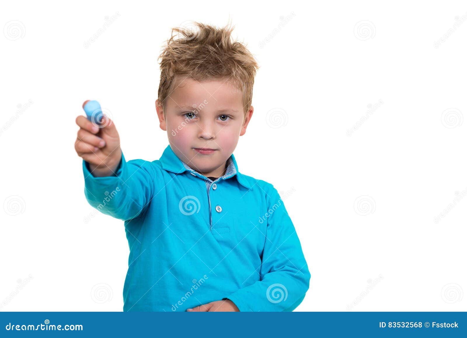 Little Kid about To Draw Something with Chalk Stock Photo Image of