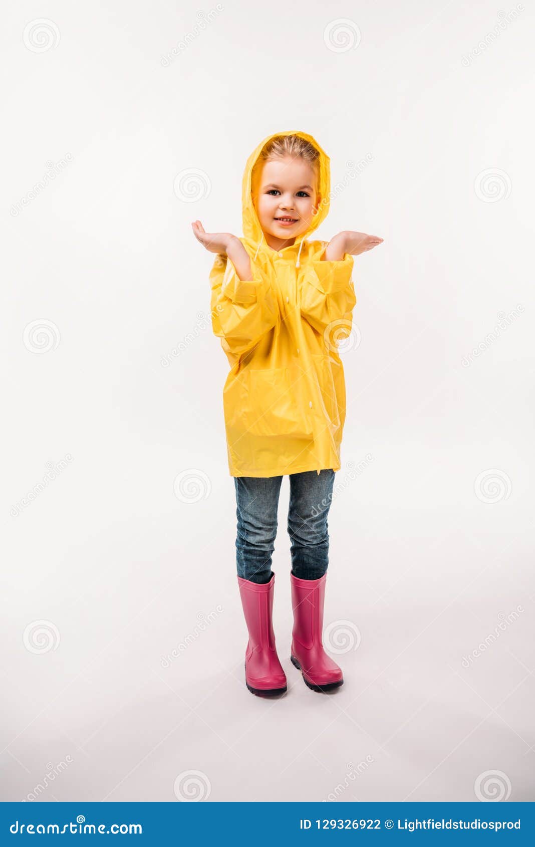 Yellow Raincoat And Rubber Boots Stock 