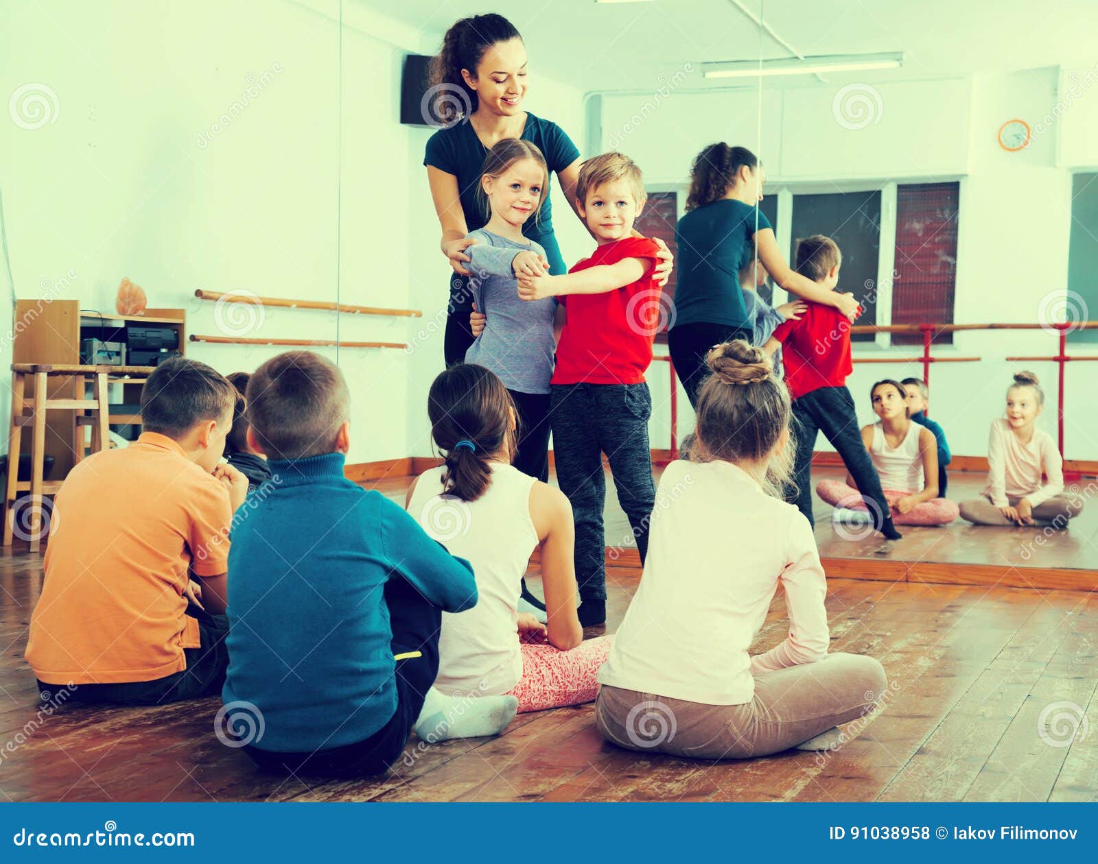 Little Kids Dancing Pair Dance Stock Photo Image of junior, leisure