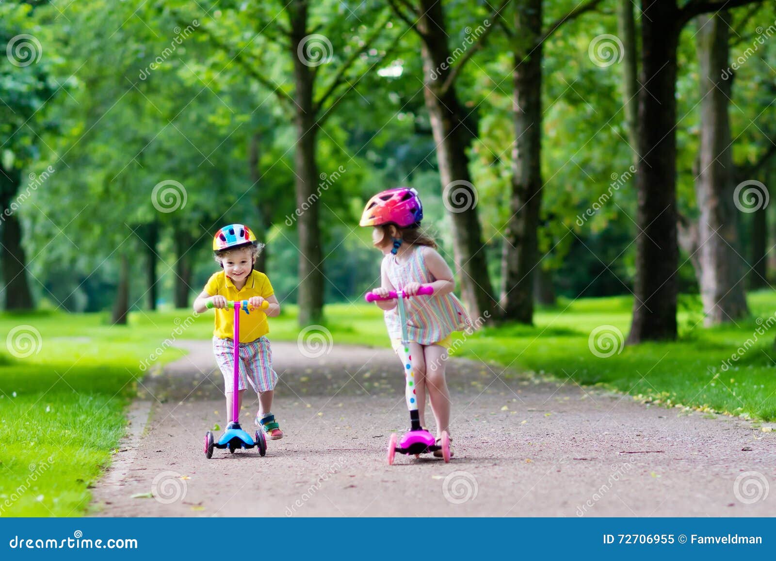 kids playing scooter