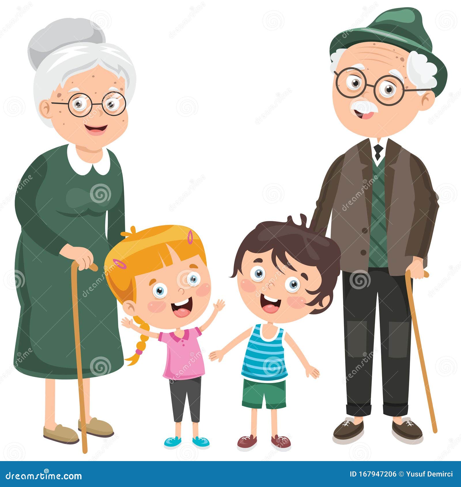 grandparents with grandchildren clipart
