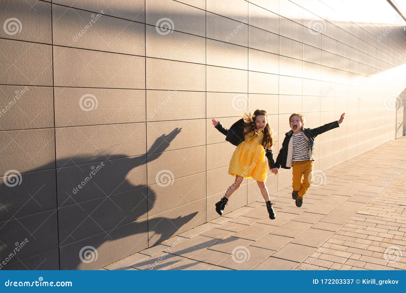 Boy and girl on a walk stock image. Image of back, mall - 172203337