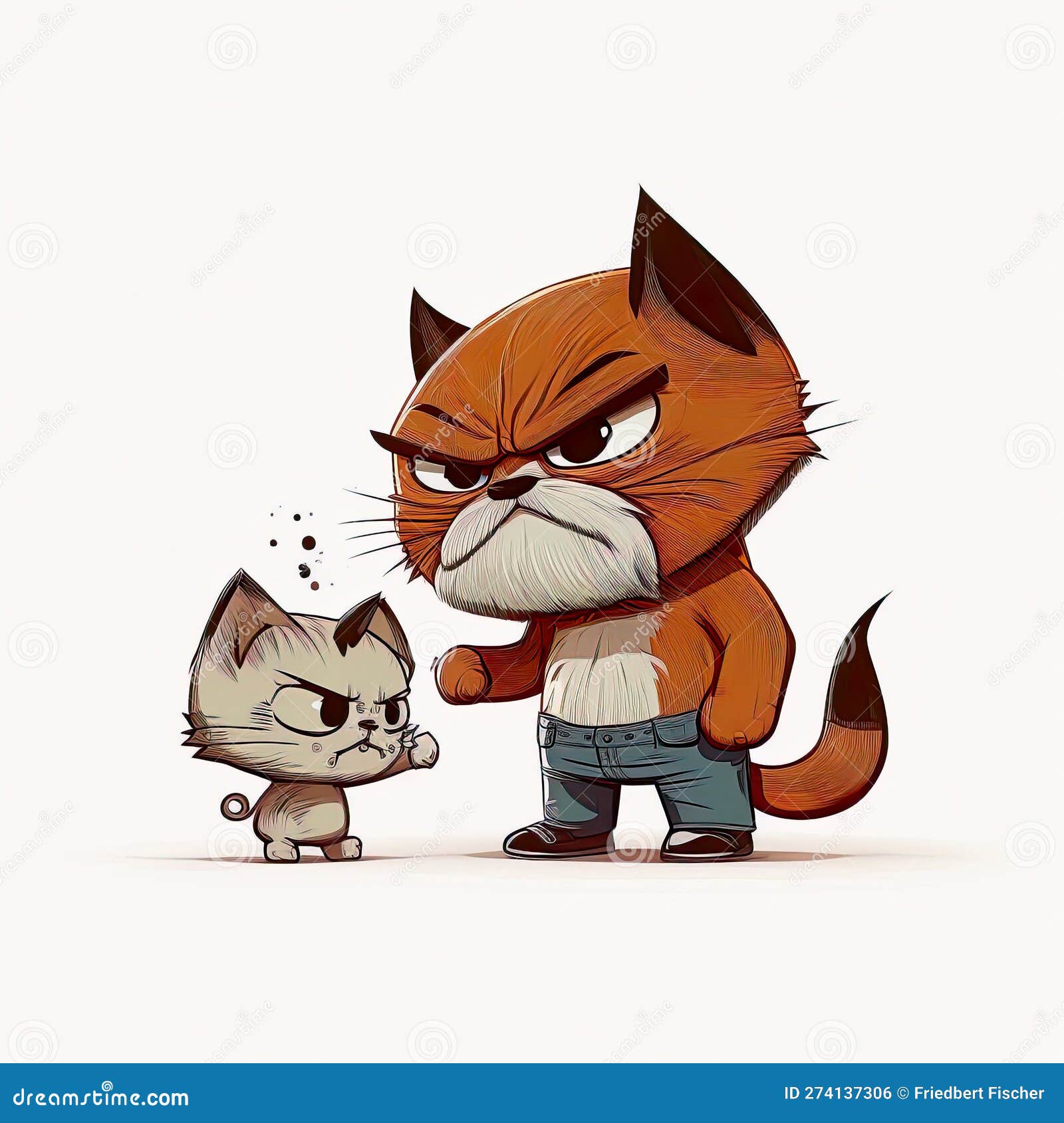 Angry Cat, Cute Kitten, Ready To Fight, Cartoon Chibi Style, Generative AI  Stock Illustration - Illustration of friendship, characters: 280974758