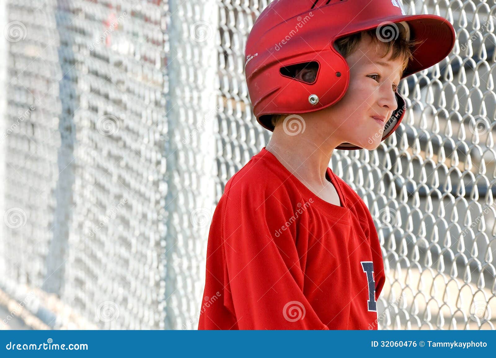 Little League Baseball Player in Dugout Stock Photo Image of