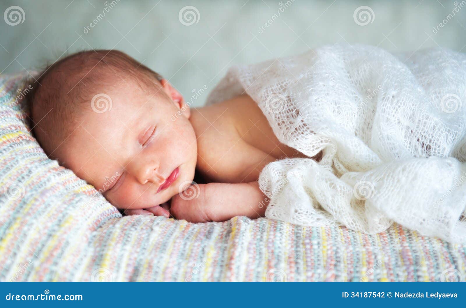 Little Newborn Baby Boy 14 Days, Sleeps Stock Photo Image of human