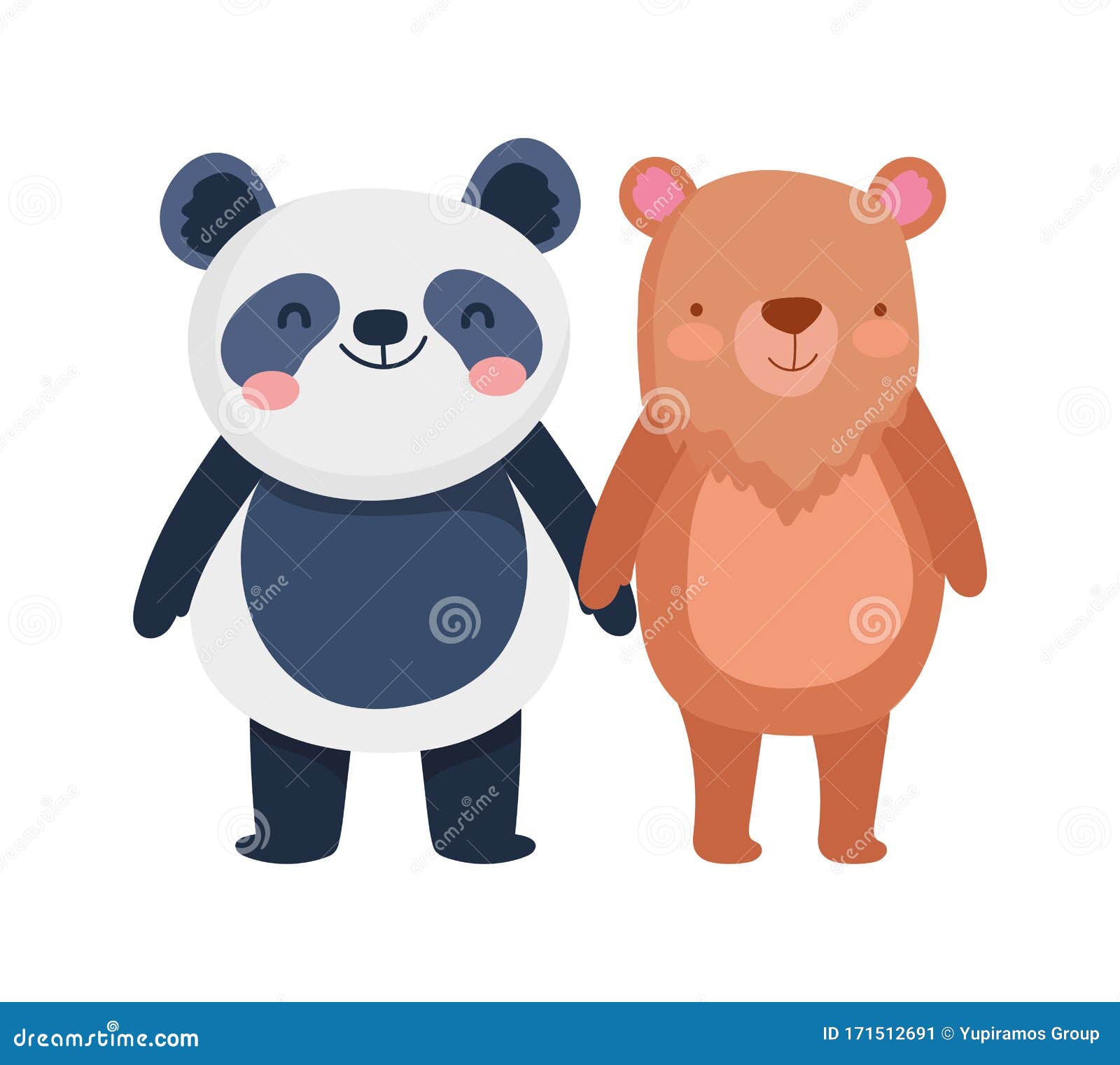 Little Panda and Bear Cartoon Character on White Background Stock Vector -  Illustration of nature, animal: 171512691