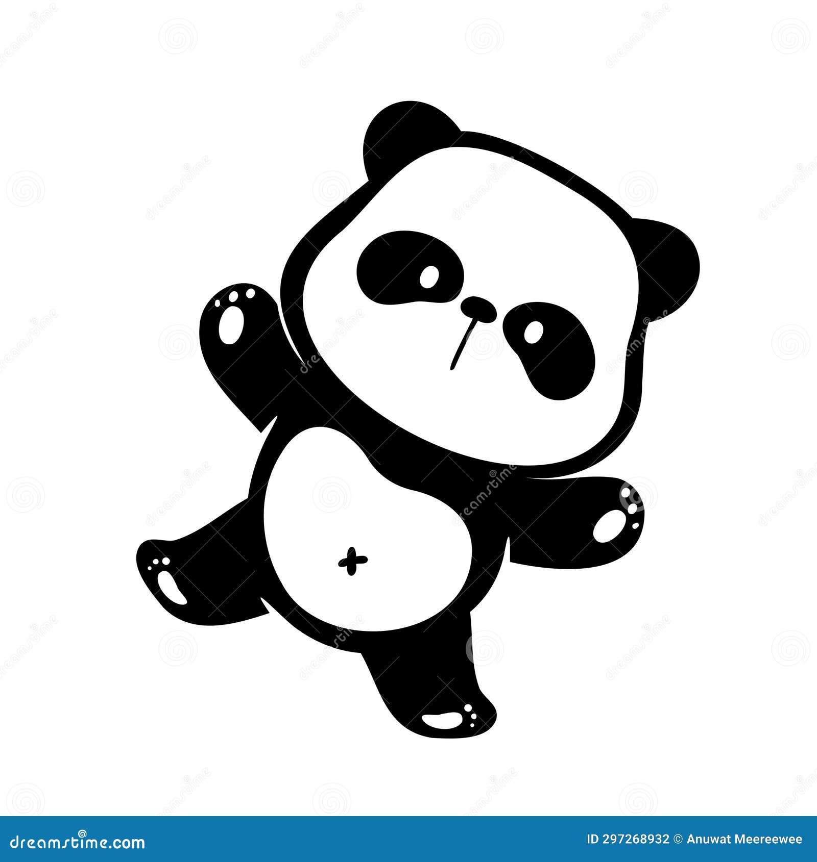 Little Panda Silhouette Making Cute Gestures Animal Cartoons for Kids
