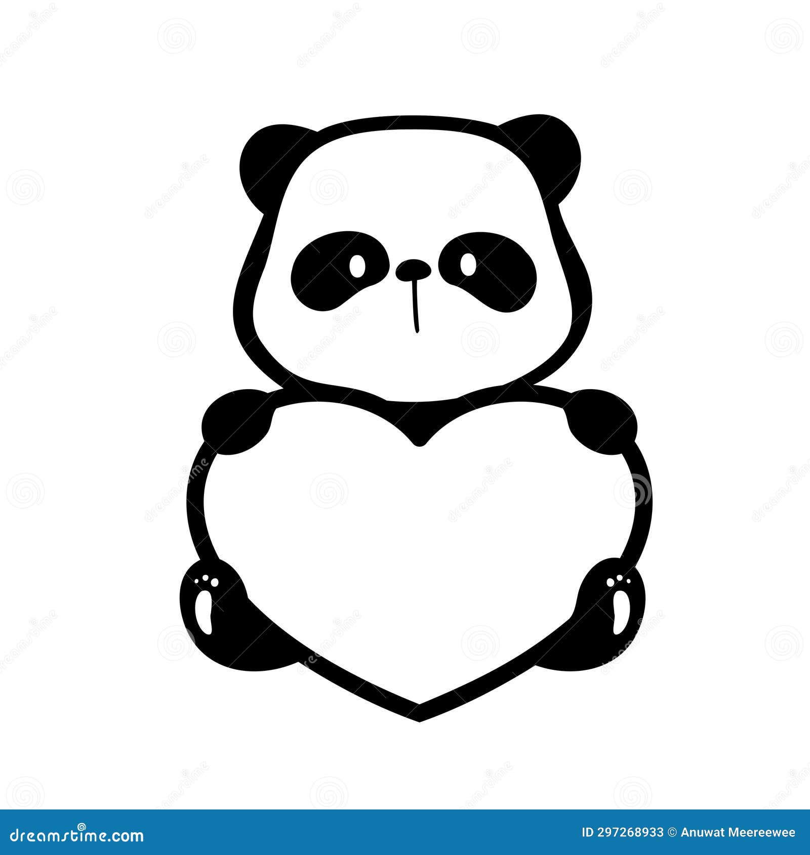 Little Panda Silhouette Making Cute Gestures Animal Cartoons for Kids
