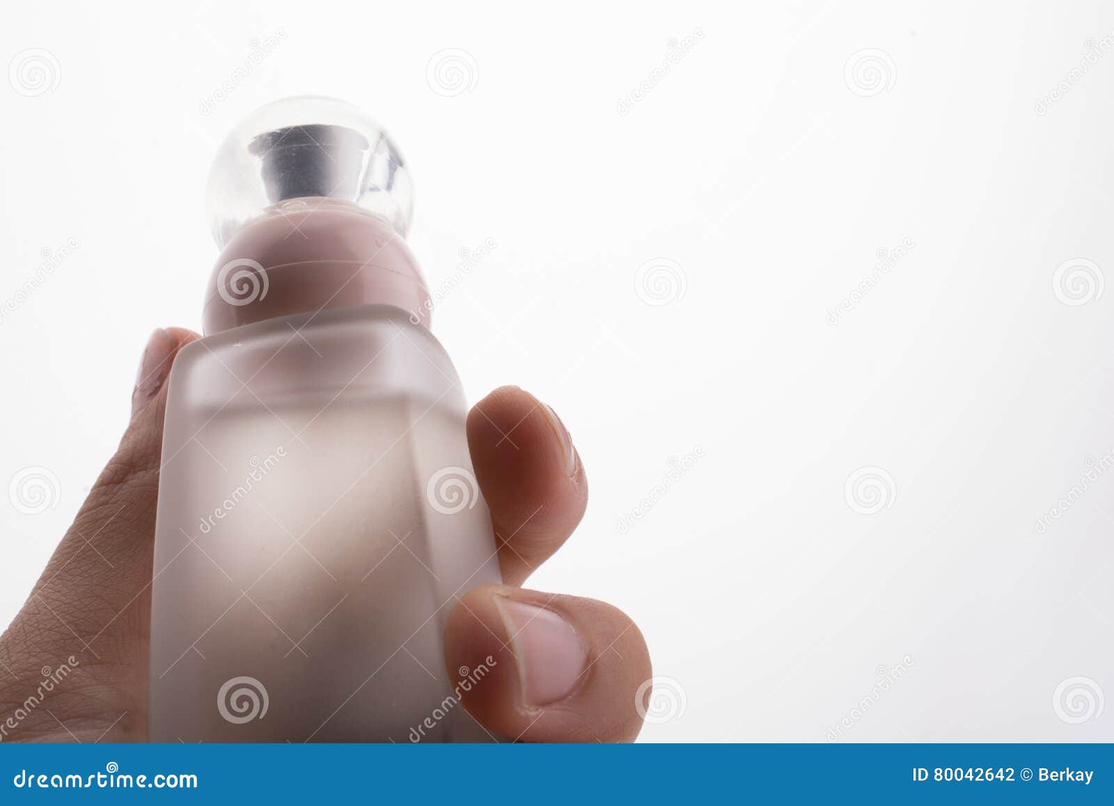 Little Perfume Glass Bottle in Hand Stock Photo Image of white, isolated 80042642